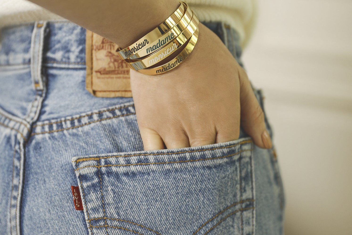Jonc Gravé Madame Or Bordeaux Bracelets Monsieur Simone
