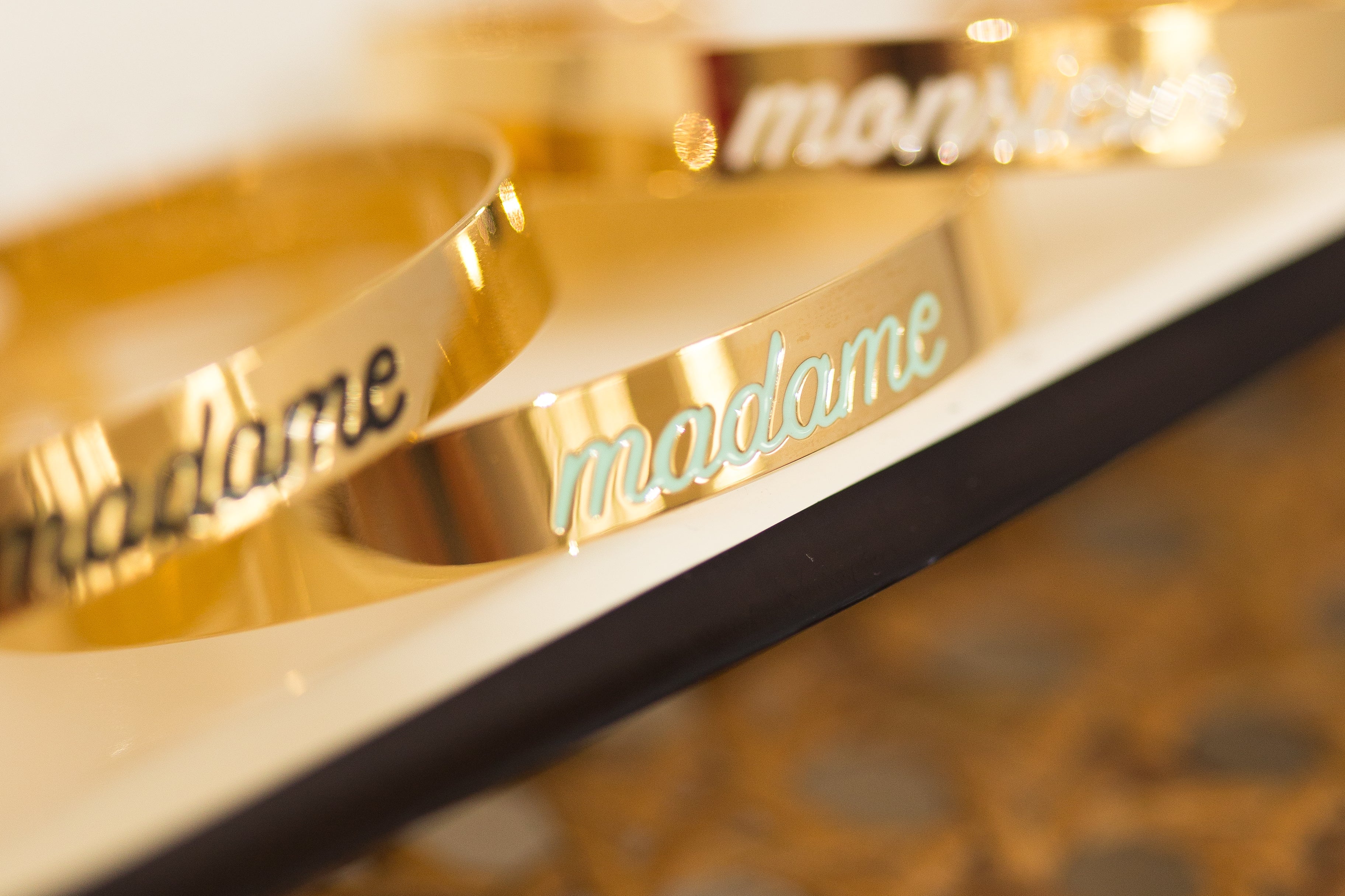 Jonc Gravé Madame Or Vert Jade Bracelets Monsieur Simone