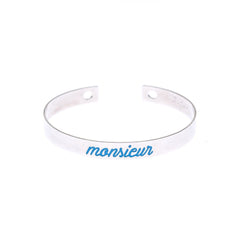 Jonc Gravé Monsieur Argent Bleu Bracelets Monsieur Simone