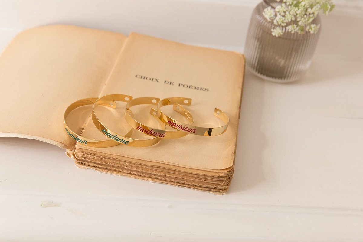 Jonc Gravé Monsieur Or Bordeaux Bracelets Monsieur Simone