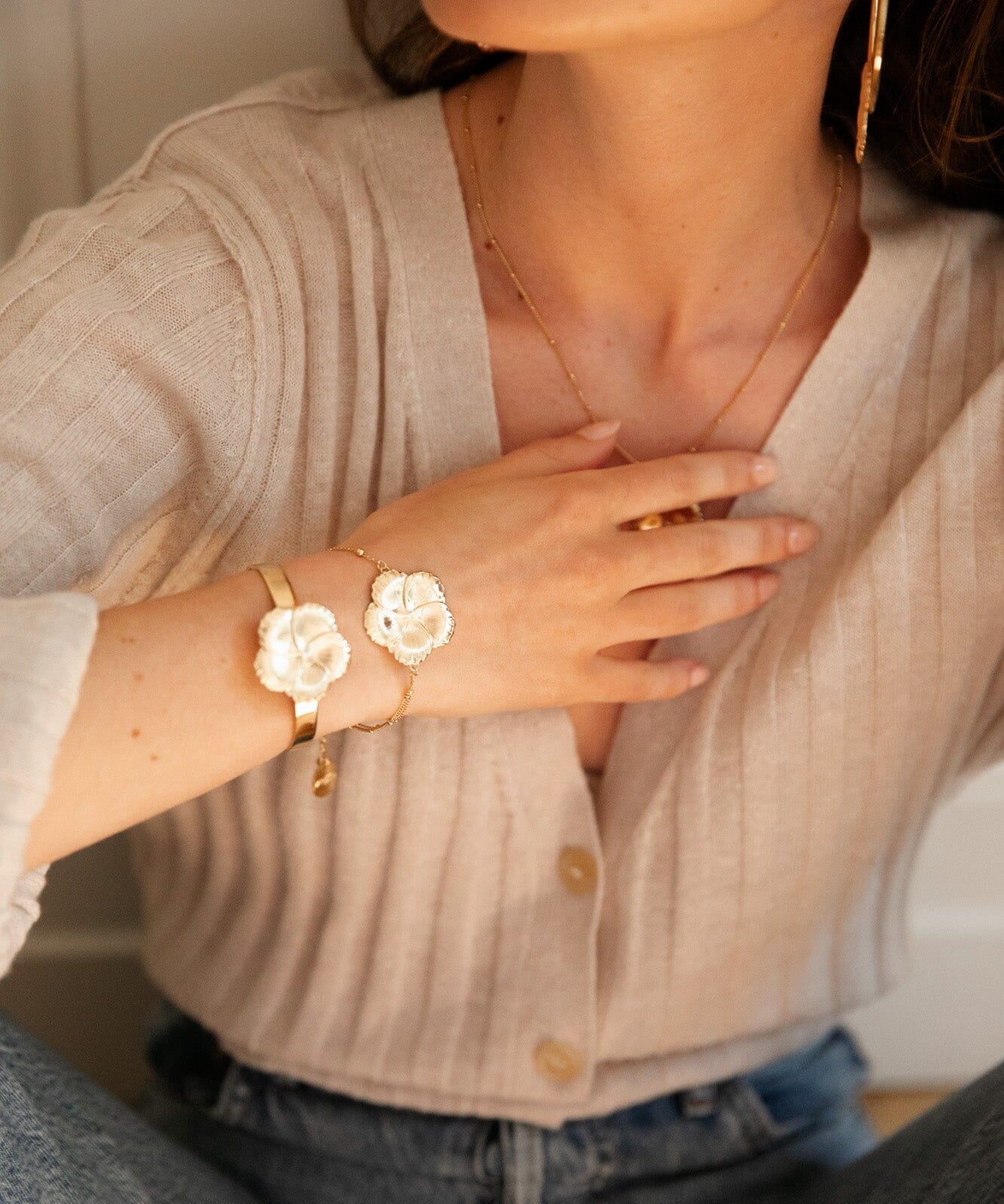 Jonc Hélios Argent Fleur Bracelets Monsieur Simone