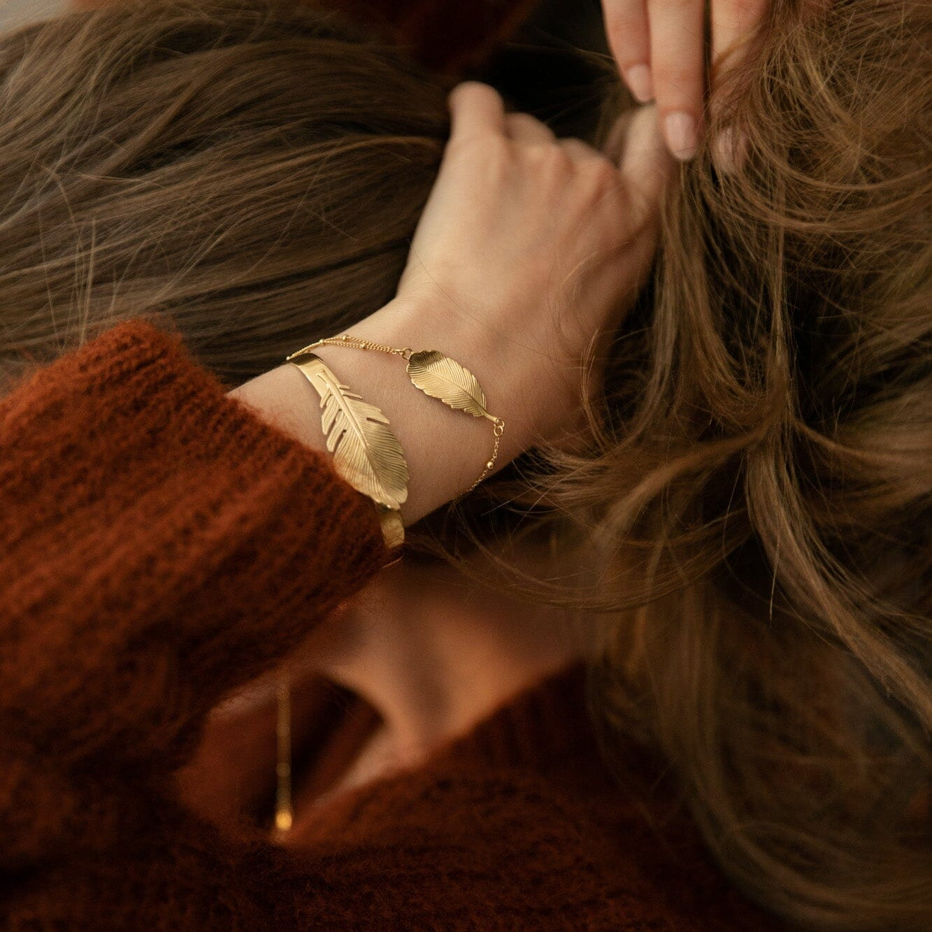 Jonc Zéphyr Argent Feuille Bracelets Monsieur Simone