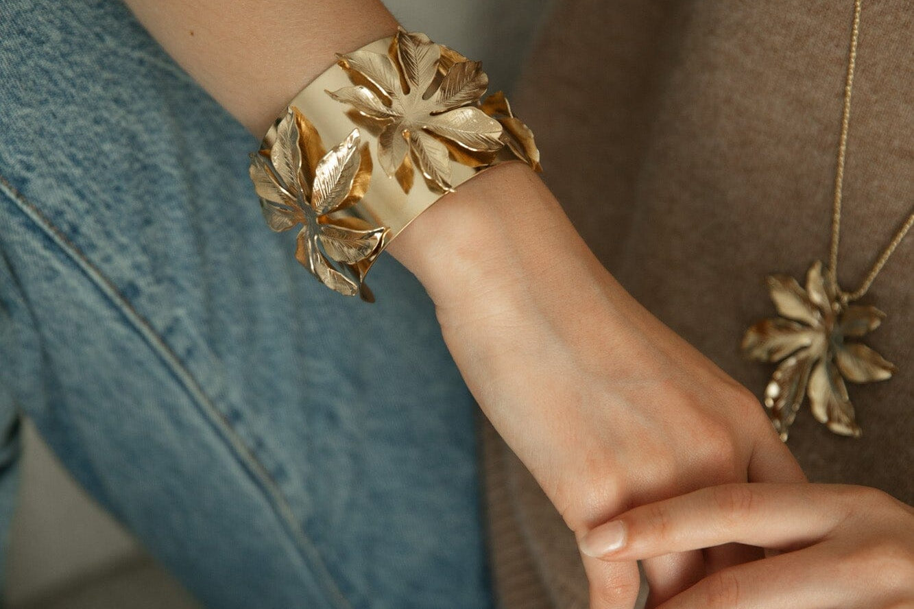Manchette Chloris Argent Fleurs Bracelets Monsieur Simone