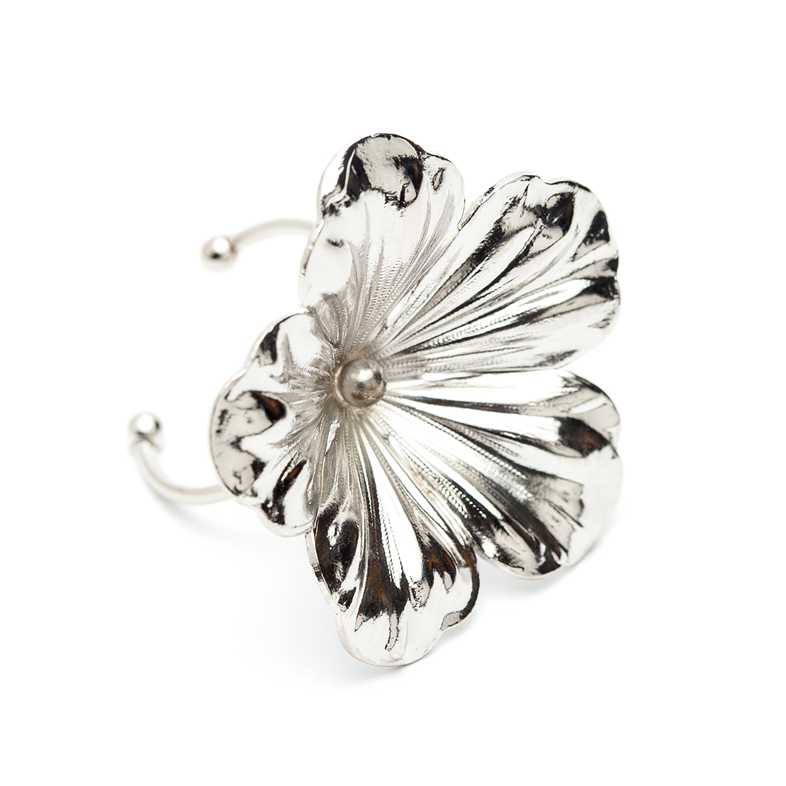 Maxi Bague Gaïa Argent Fleur Ajustable Bagues Monsieur Simone