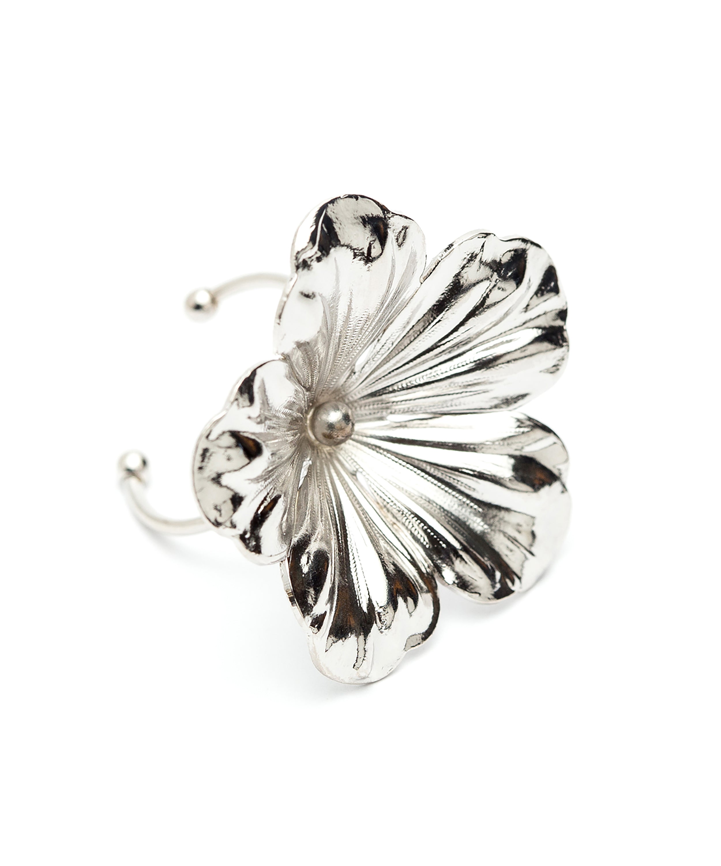 Maxi Bague Gaïa Argent Fleur Ajustable Bagues Monsieur Simone