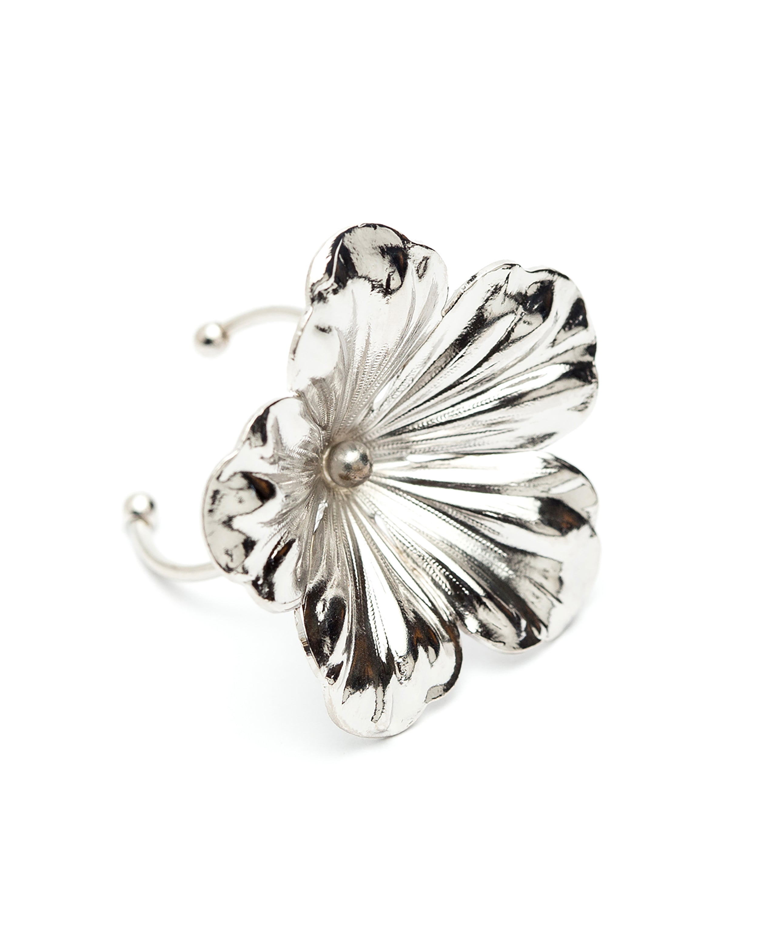 Maxi Bague Gaïa Argent Fleur Ajustable Bagues Monsieur Simone