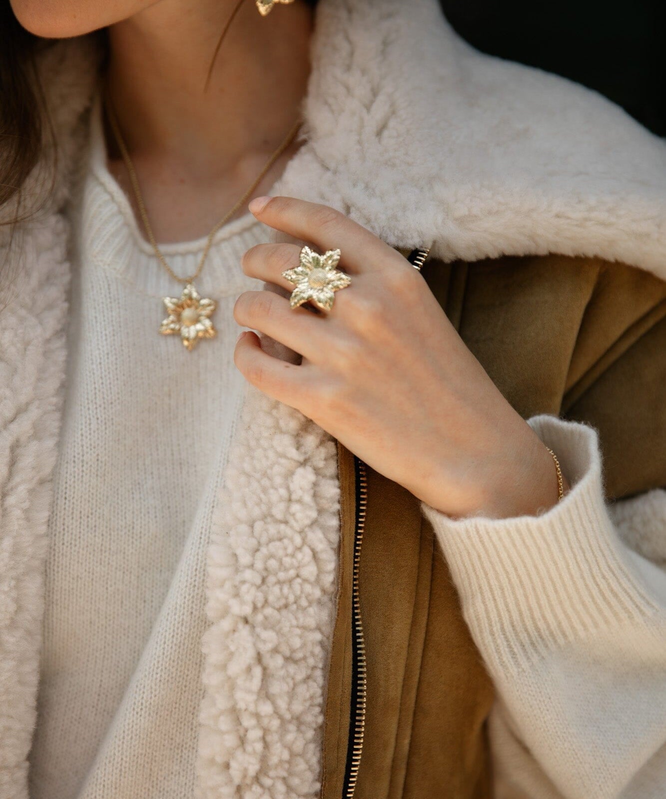 Maxi Bague Hespéris Or Fleur Ajustable Bagues Monsieur Simone