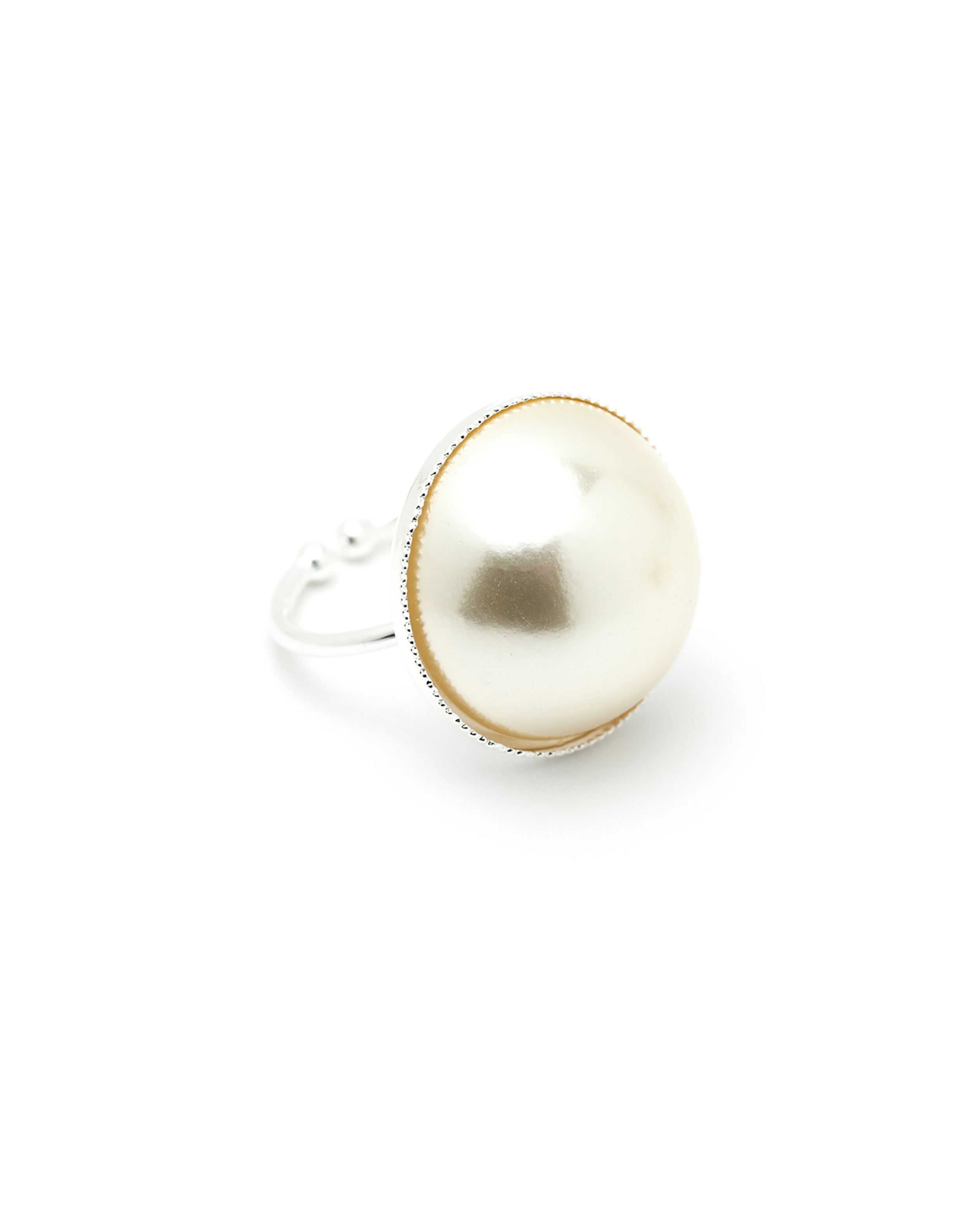 Maxi Bague Nélya Argent Perle Ajustable Bagues Monsieur Simone