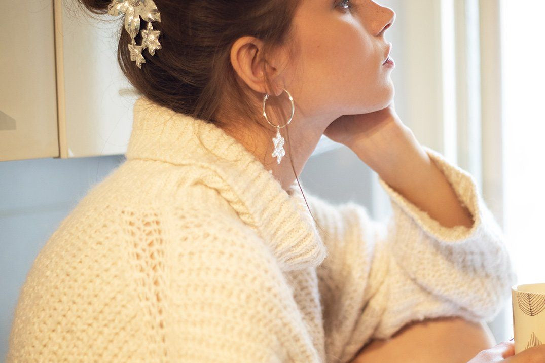 Maxi Barrette Hespéris Argent Fleur Accessoires Monsieur Simone