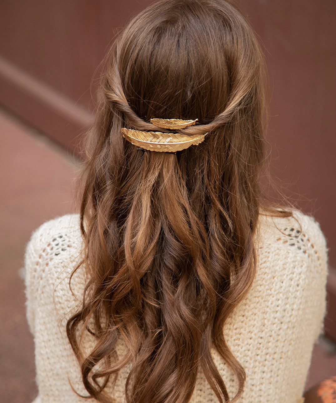 Maxi Barrette Phébé Or Plume Accessoires Monsieur Simone