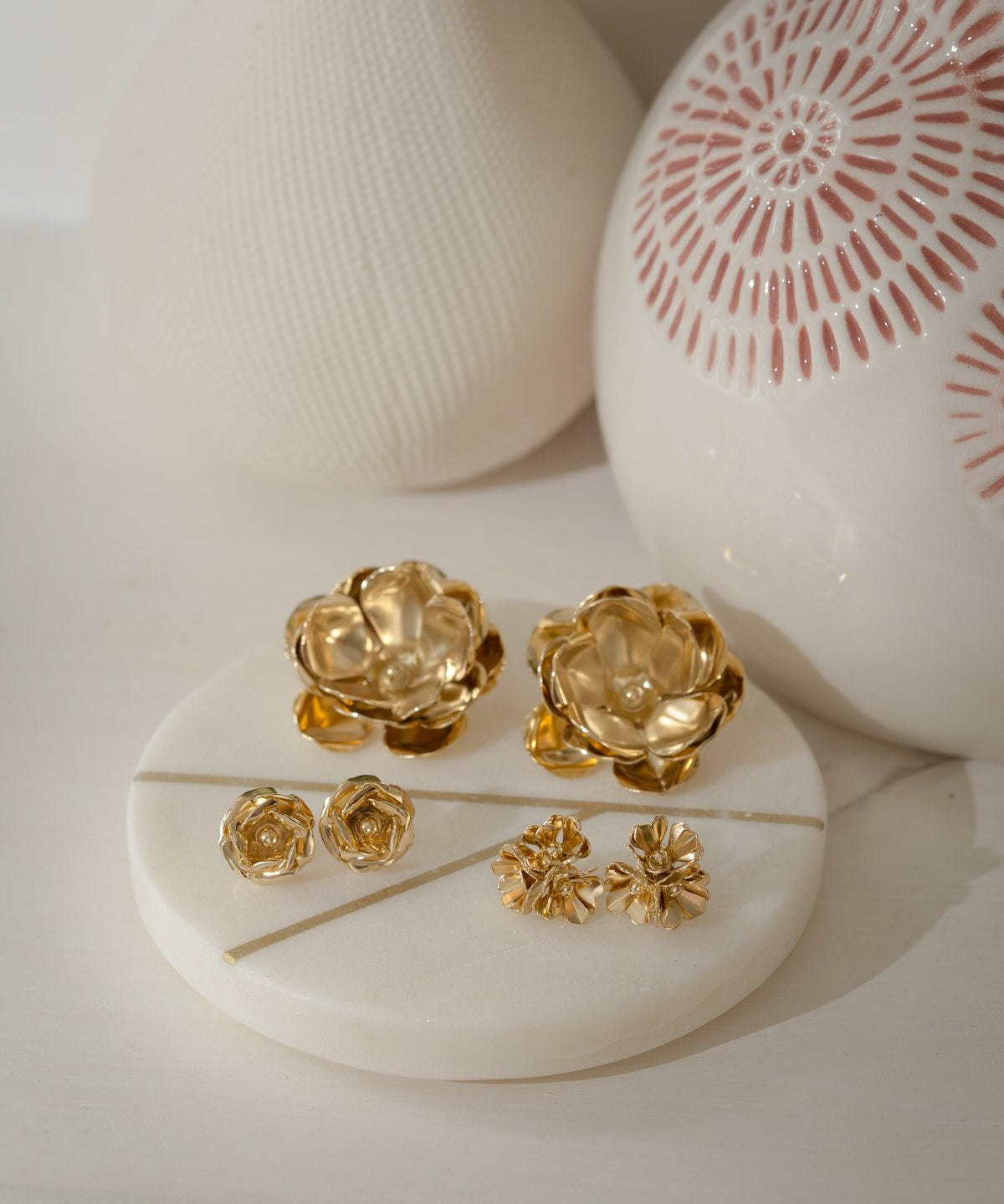 Maxi Boucles d'Oreilles Puces Aglaé Or Fleurs Boucles d'Oreilles Monsieur Simone