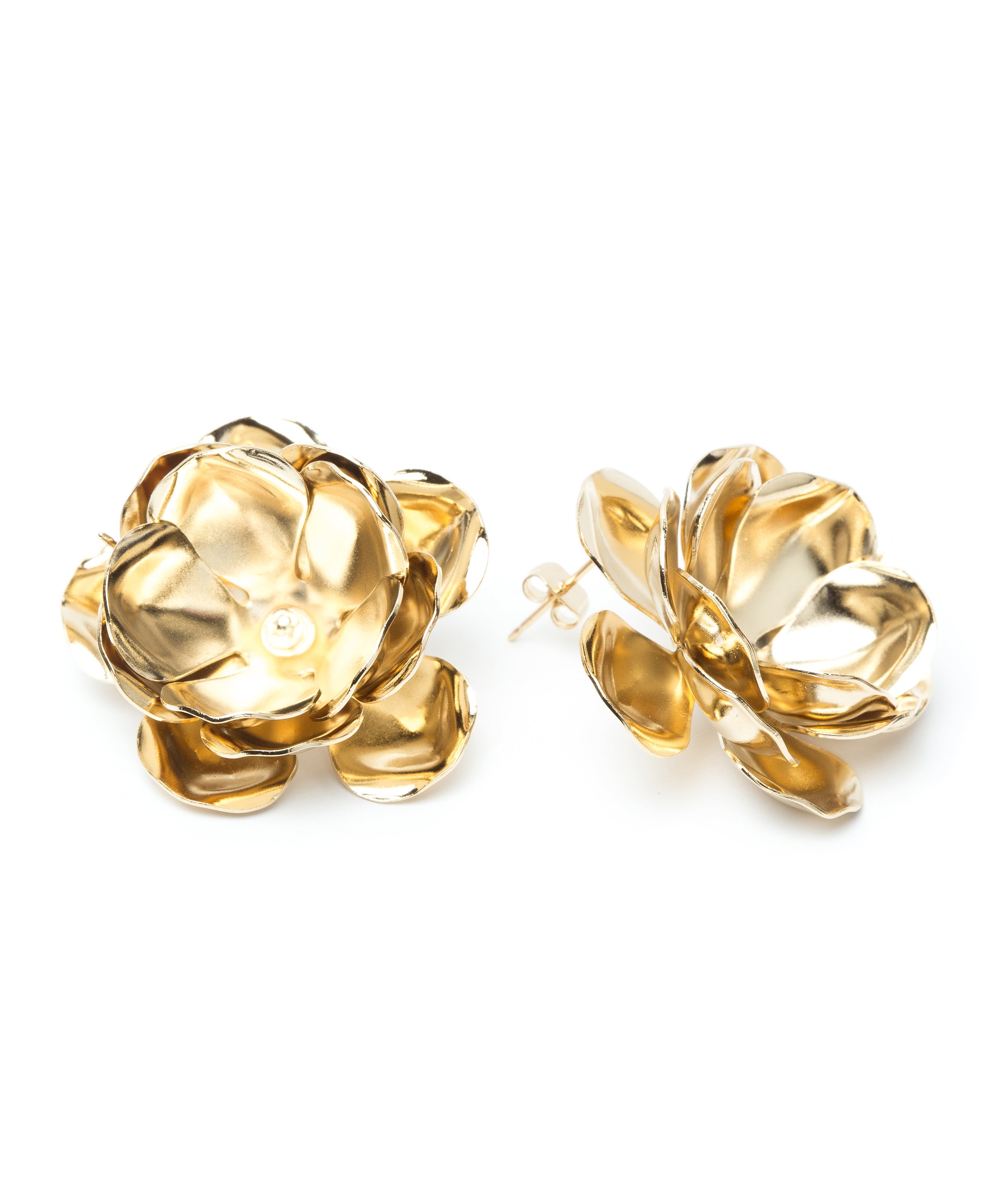 Maxi Boucles d'Oreilles Puces Aglaé Or Fleurs Boucles d'Oreilles Monsieur Simone