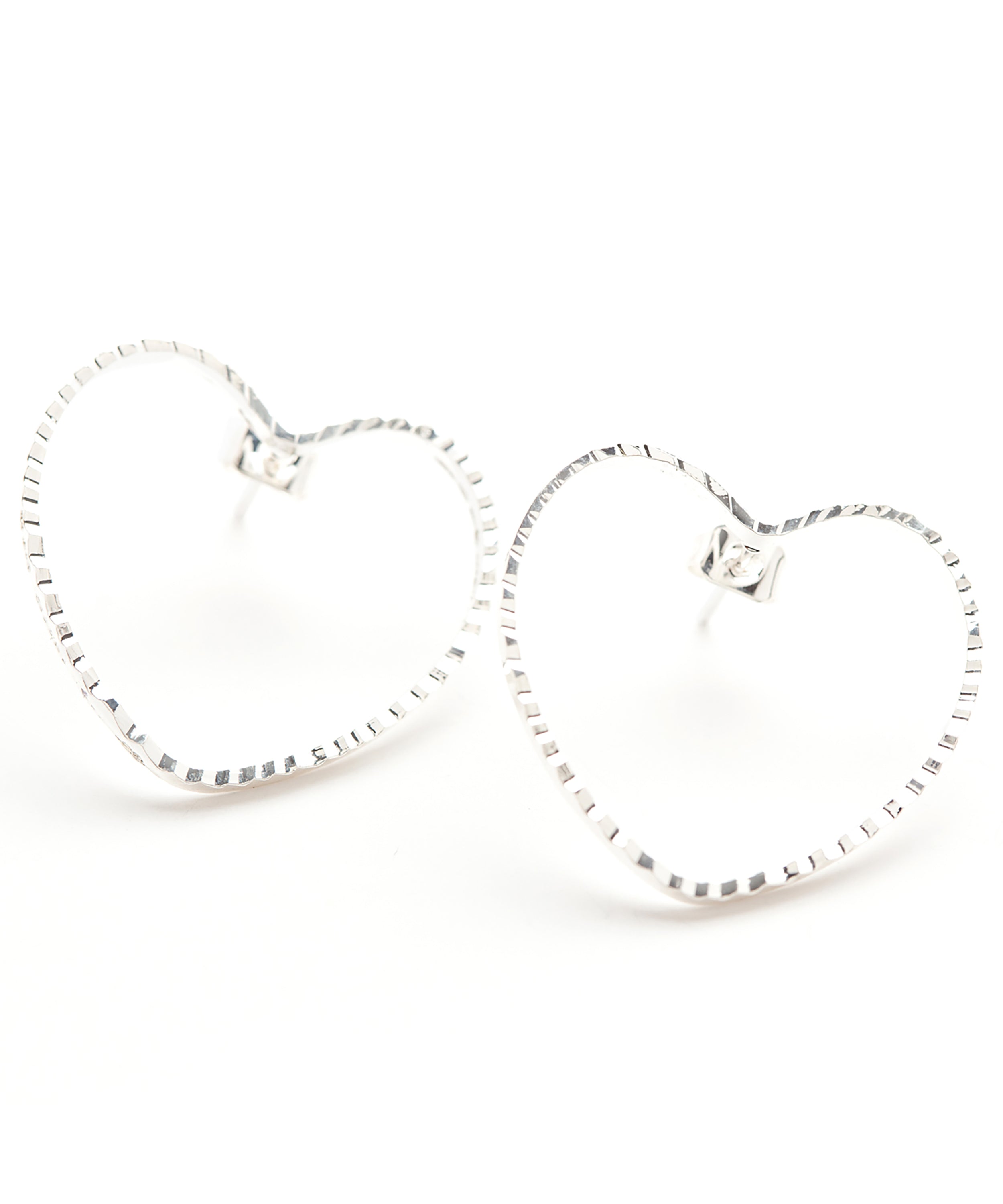 Maxi Boucles d'Oreilles Puces Aura Argent Coeur Boucles d'Oreilles Monsieur Simone