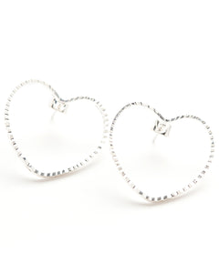 Maxi Boucles d'Oreilles Puces Aura Argent Coeur Boucles d'Oreilles Monsieur Simone