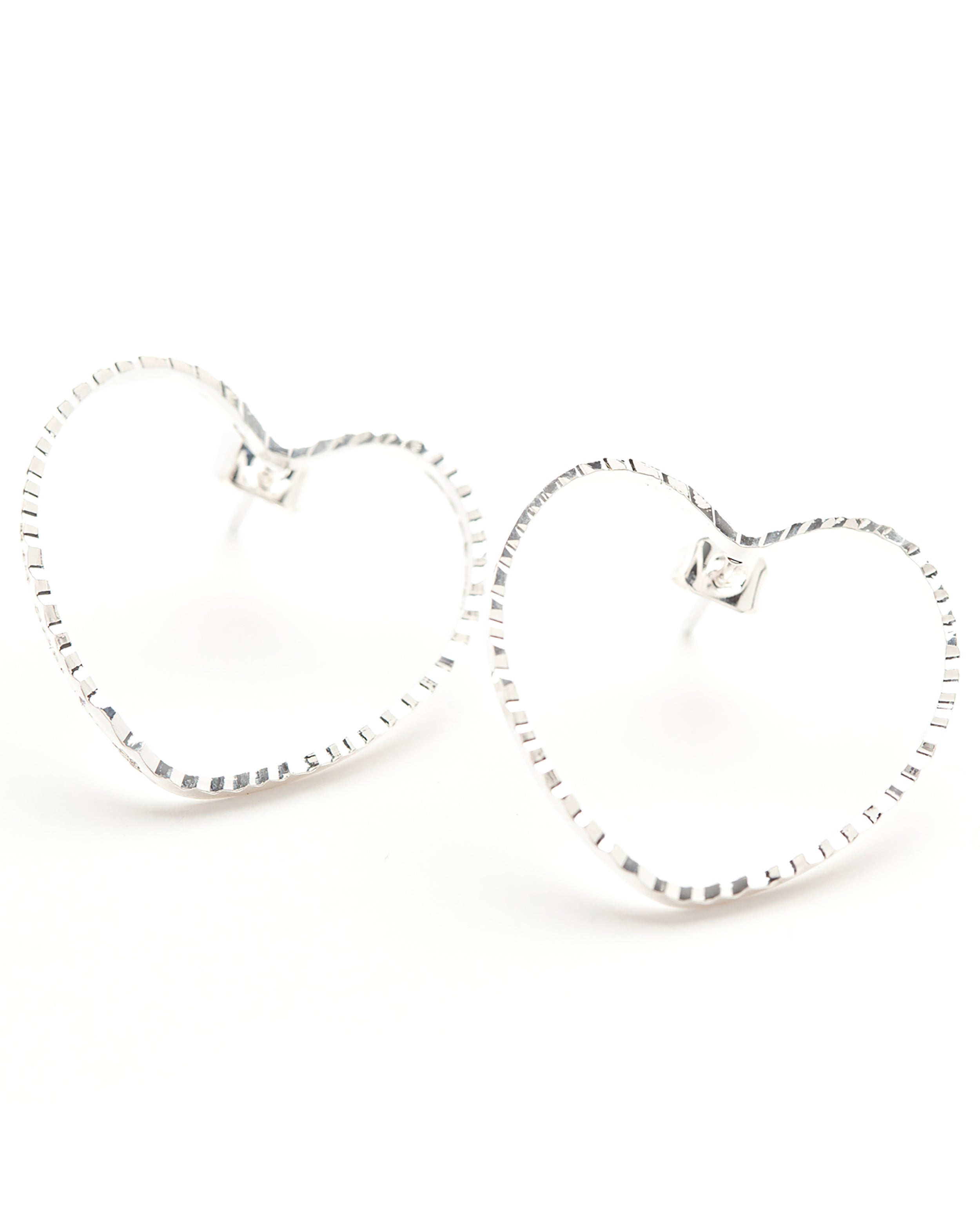 Maxi Boucles d'Oreilles Puces Aura Argent Coeur Boucles d'Oreilles Monsieur Simone