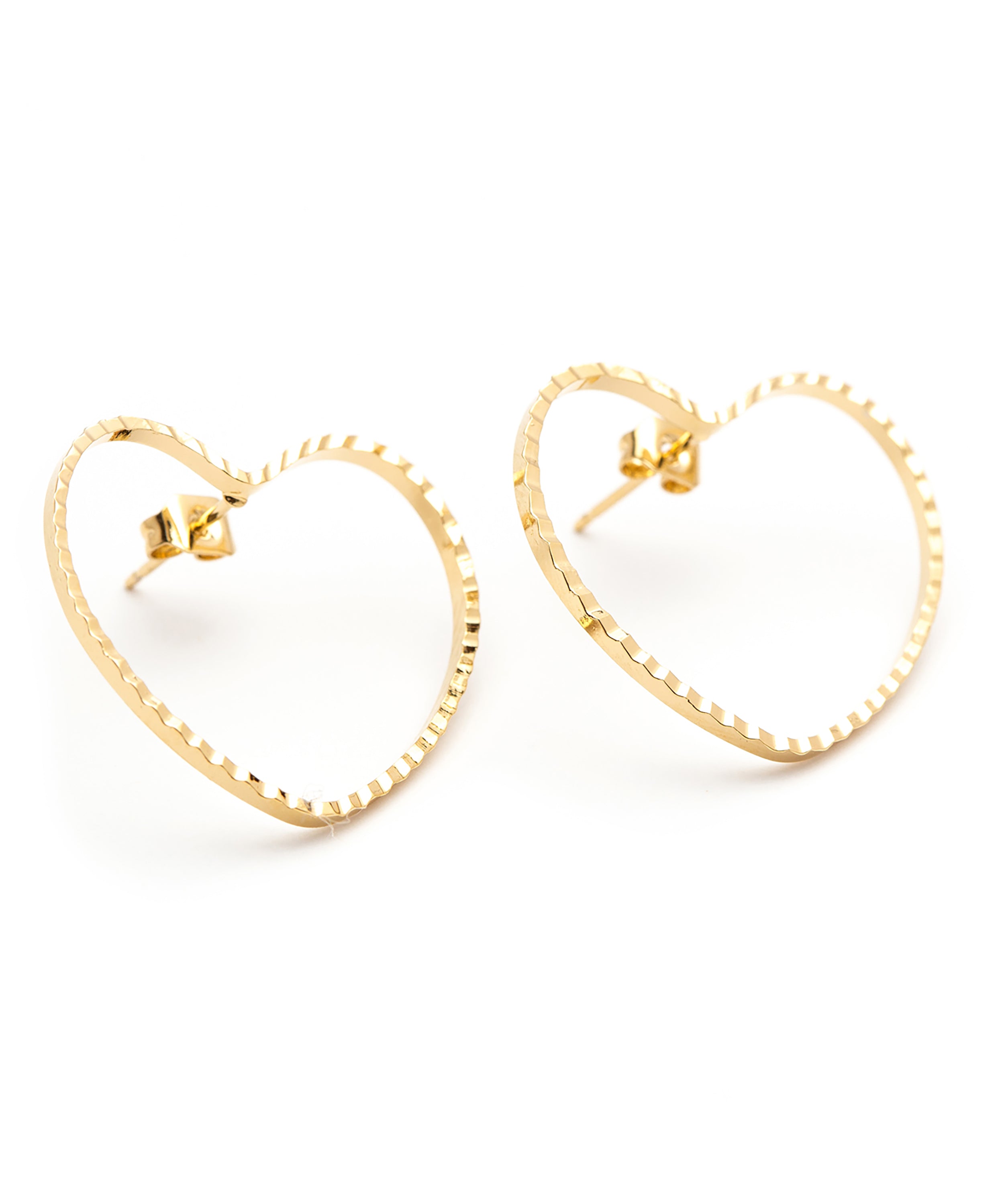 Maxi Boucles d'Oreilles Puces Aura Or Coeur Boucles d'Oreilles Monsieur Simone