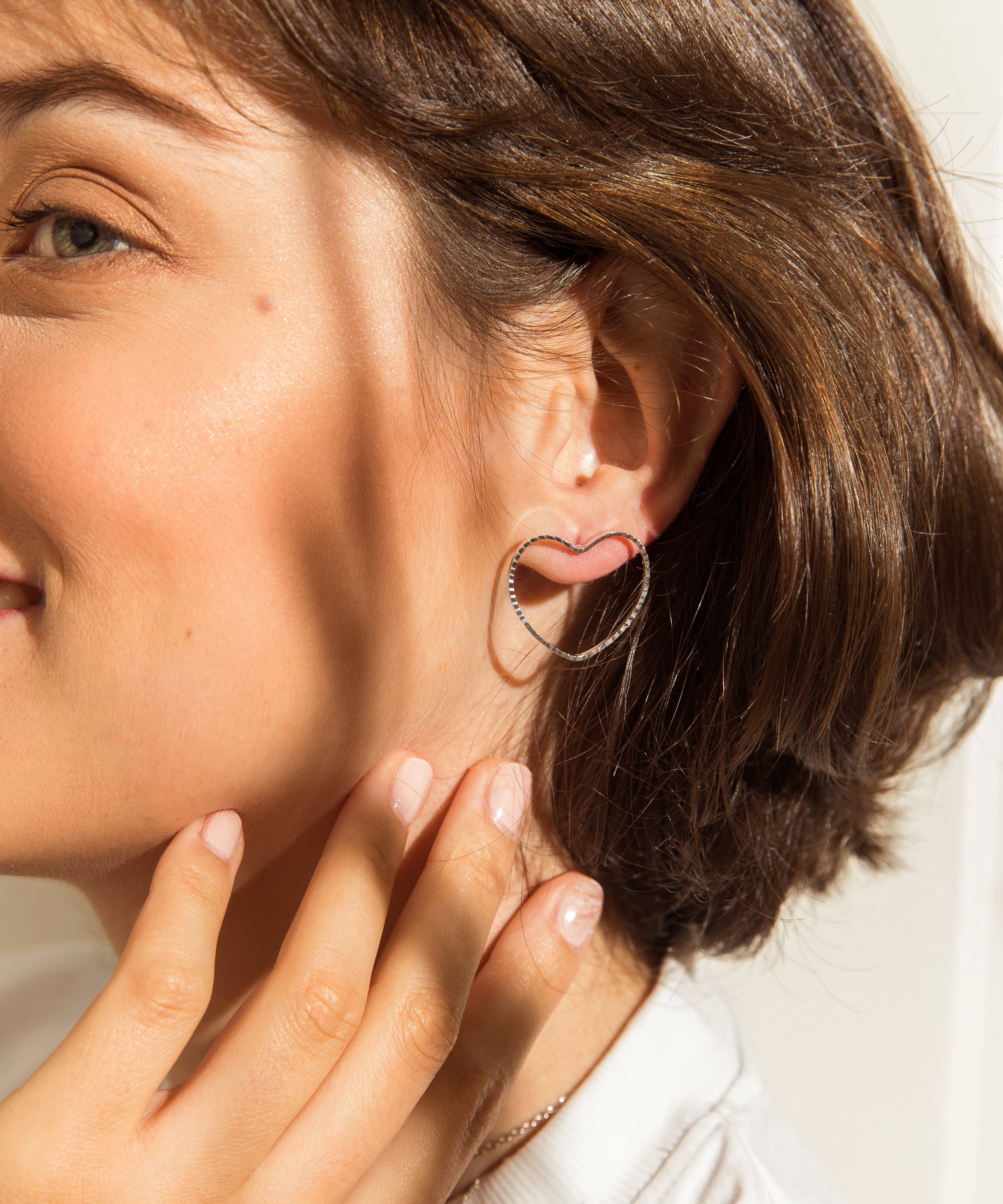 Maxi Boucles d'Oreilles Puces Aura Or Coeur Boucles d'Oreilles Monsieur Simone
