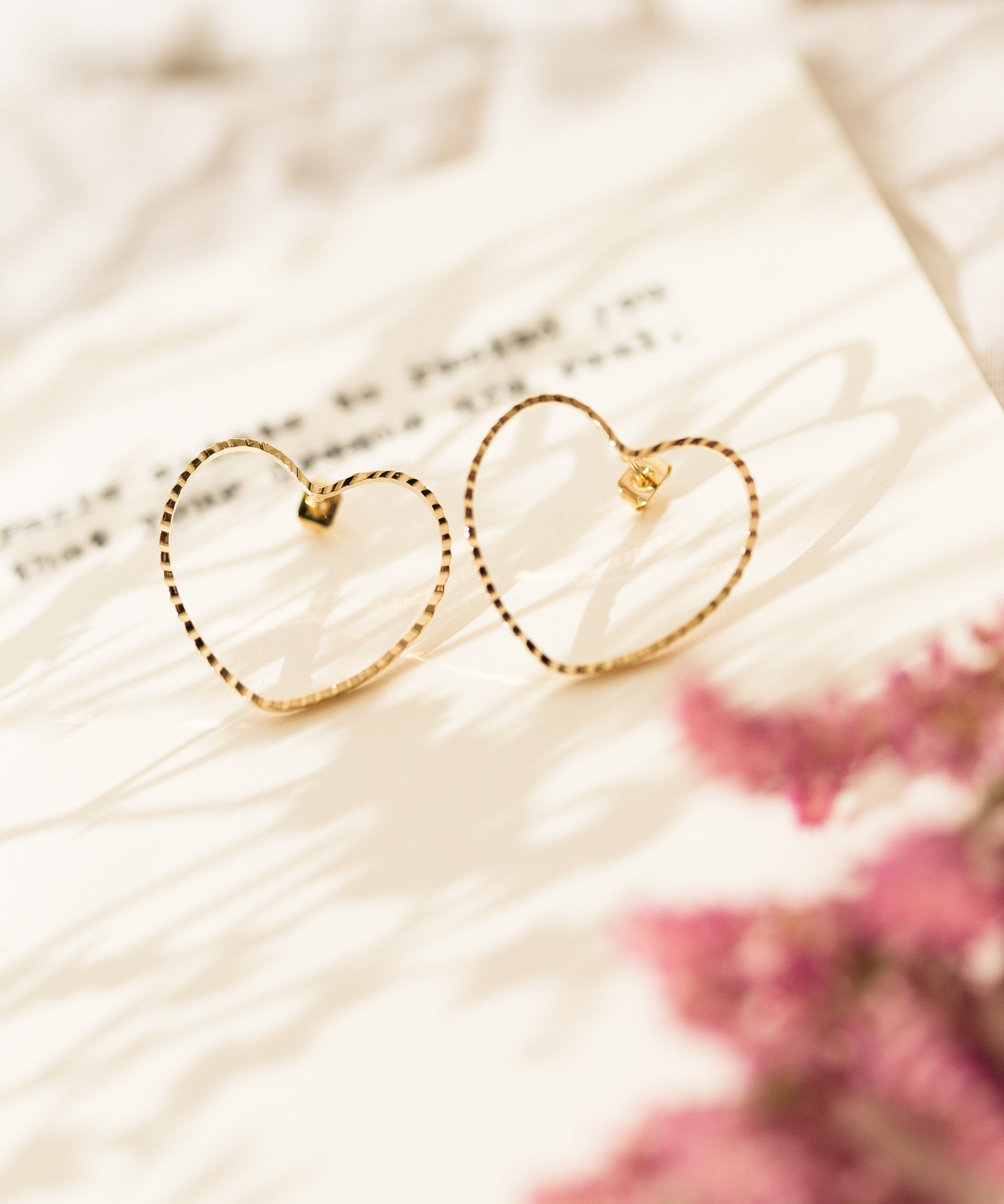 Maxi Boucles d'Oreilles Puces Aura Or Coeur Boucles d'Oreilles Monsieur Simone