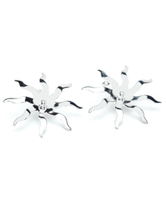 Maxi Boucles d'Oreilles Puces Éos Argent Soleils Boucles d'Oreilles Monsieur Simone