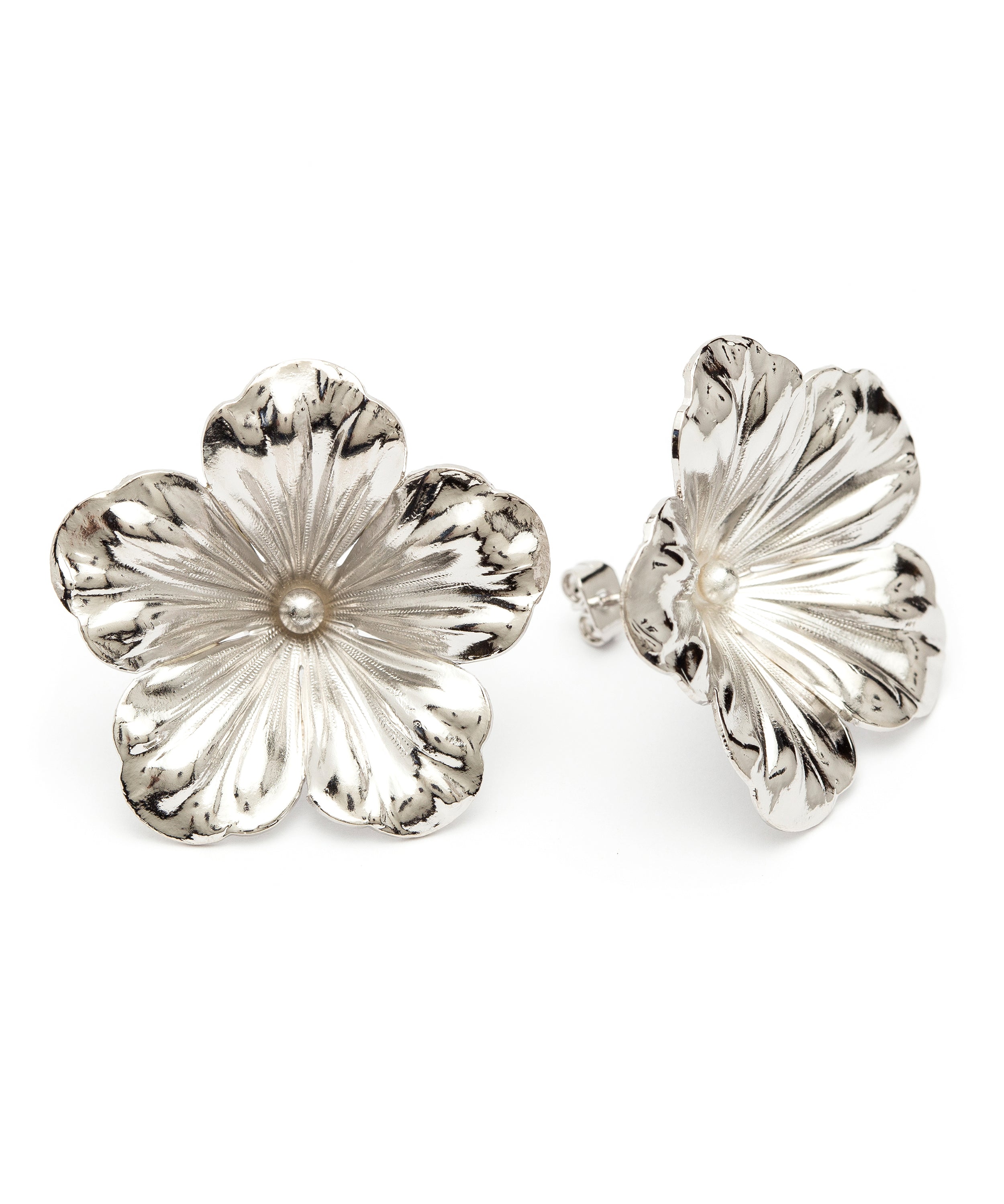 Maxi Boucles d'Oreilles Puces Gaïa Argent Fleurs Boucles d'Oreilles Monsieur Simone