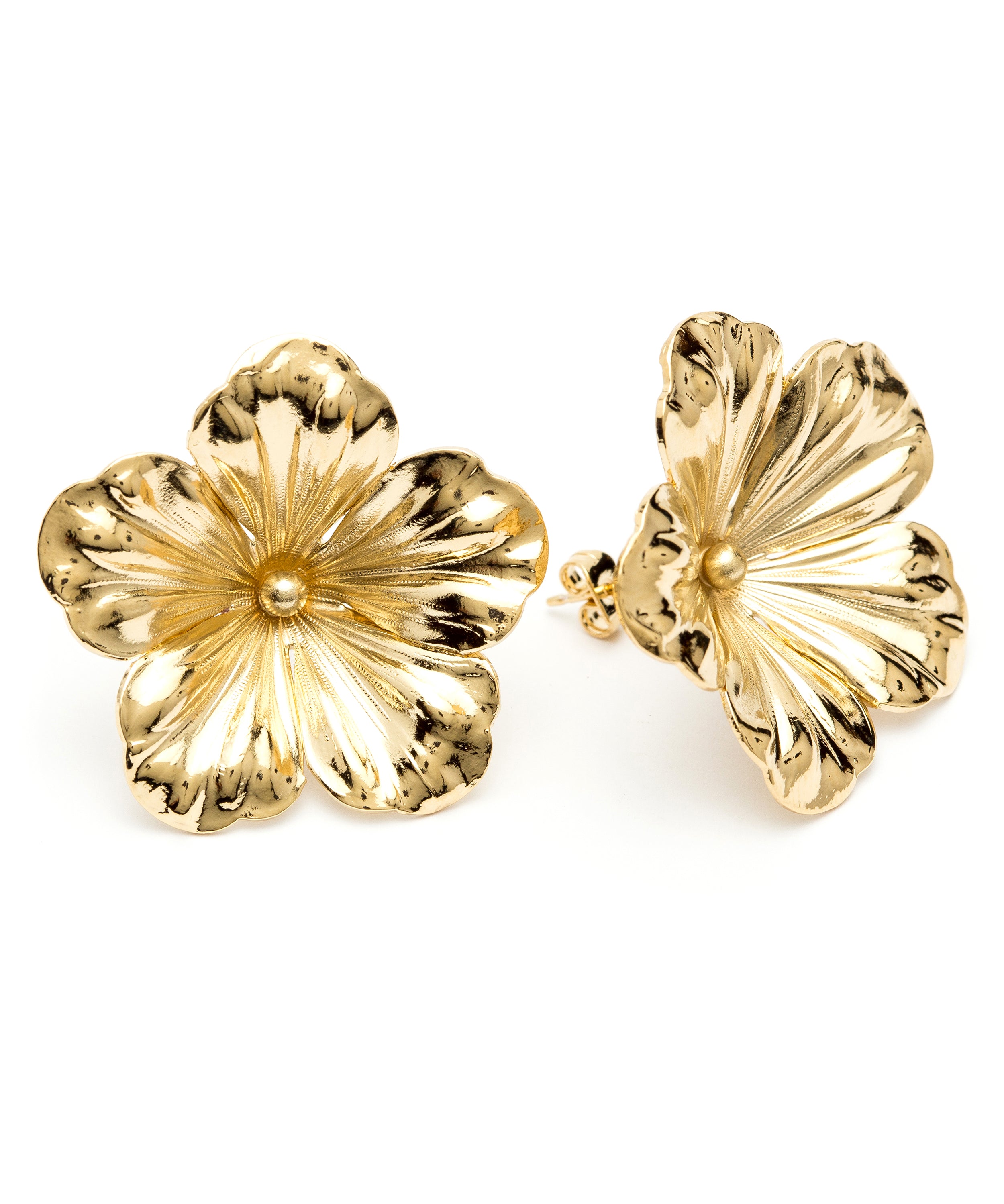 Maxi Boucles d'Oreilles Puces Gaïa Or Fleurs Boucles d'Oreilles Monsieur Simone