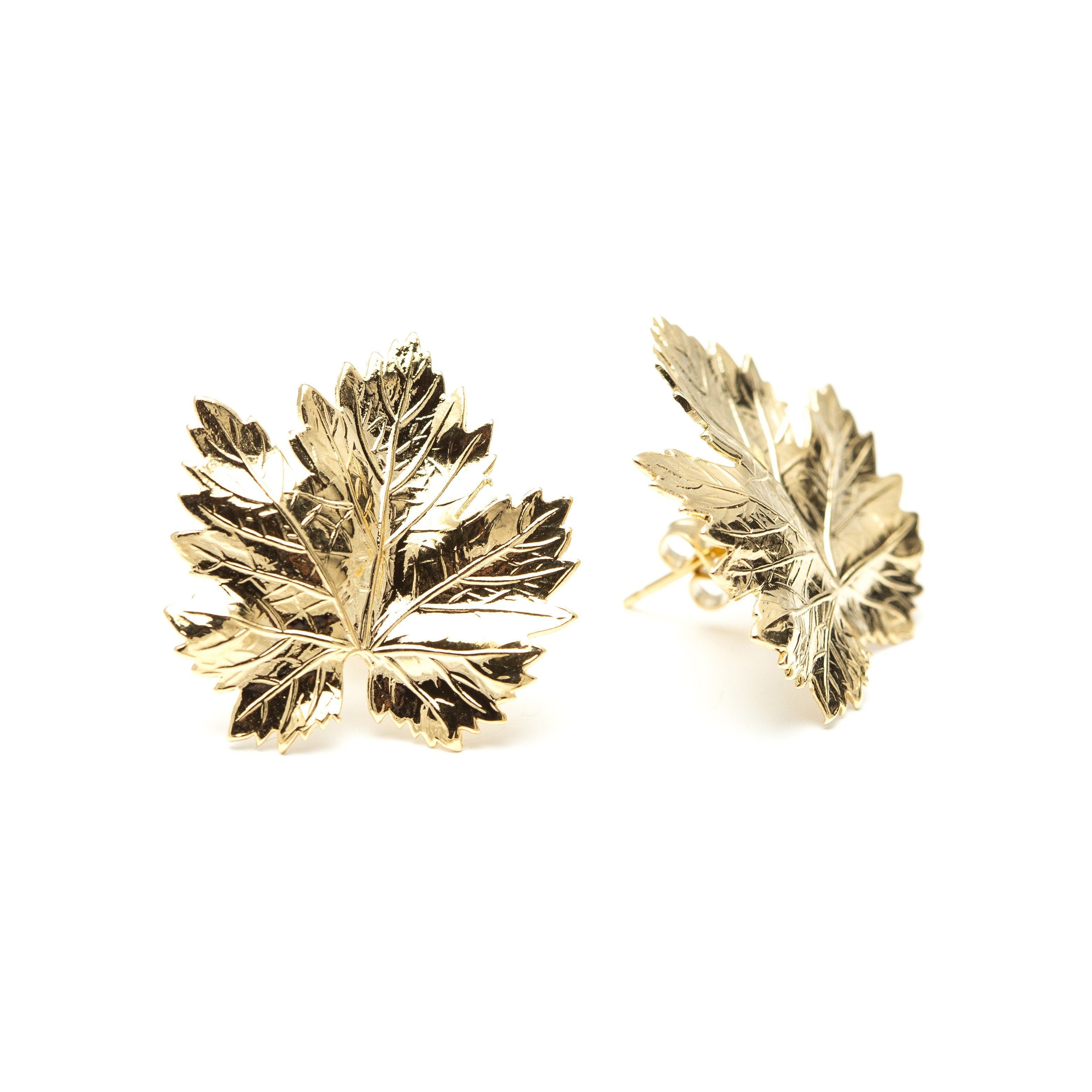 Maxi Boucles d'Oreilles Puces Héra Or Feuilles Boucles d'Oreilles Monsieur Simone