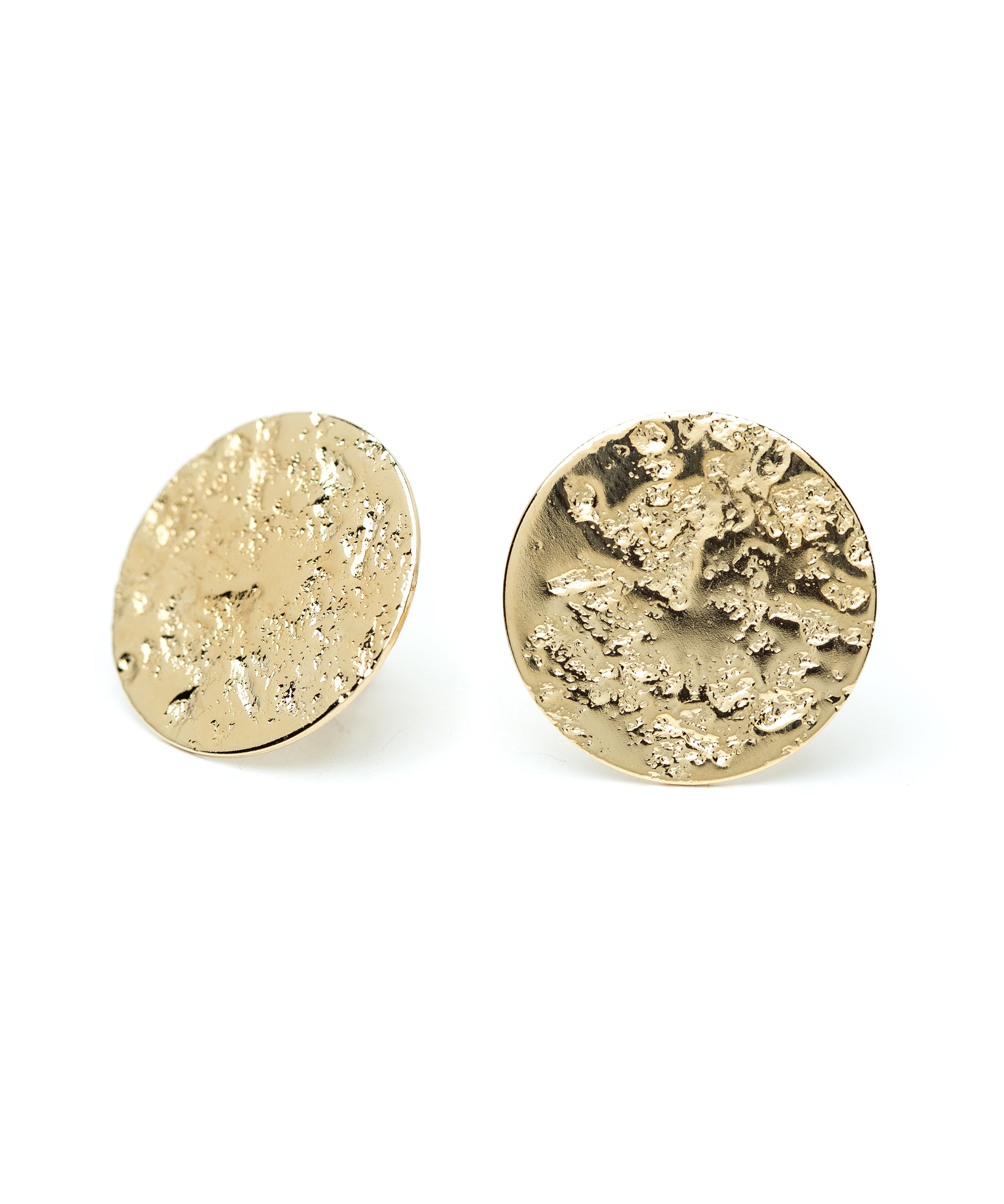 Maxi Boucles d'Oreilles Puces Hestia Or Ronds Martelés Boucles d'Oreilles Monsieur Simone