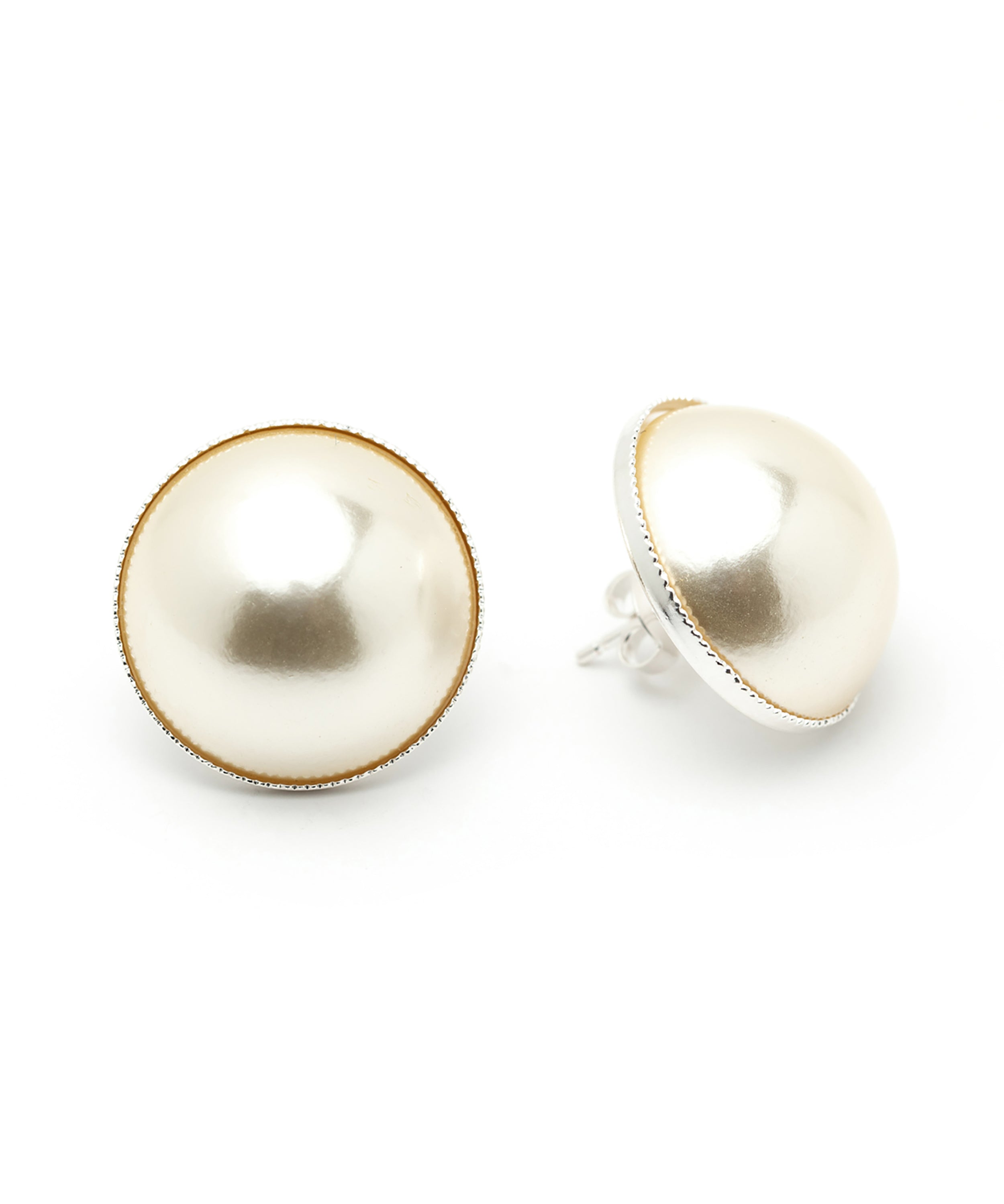 Maxi Boucles d'Oreilles Puces Nélya Argent Perles Boucles d'Oreilles Monsieur Simone