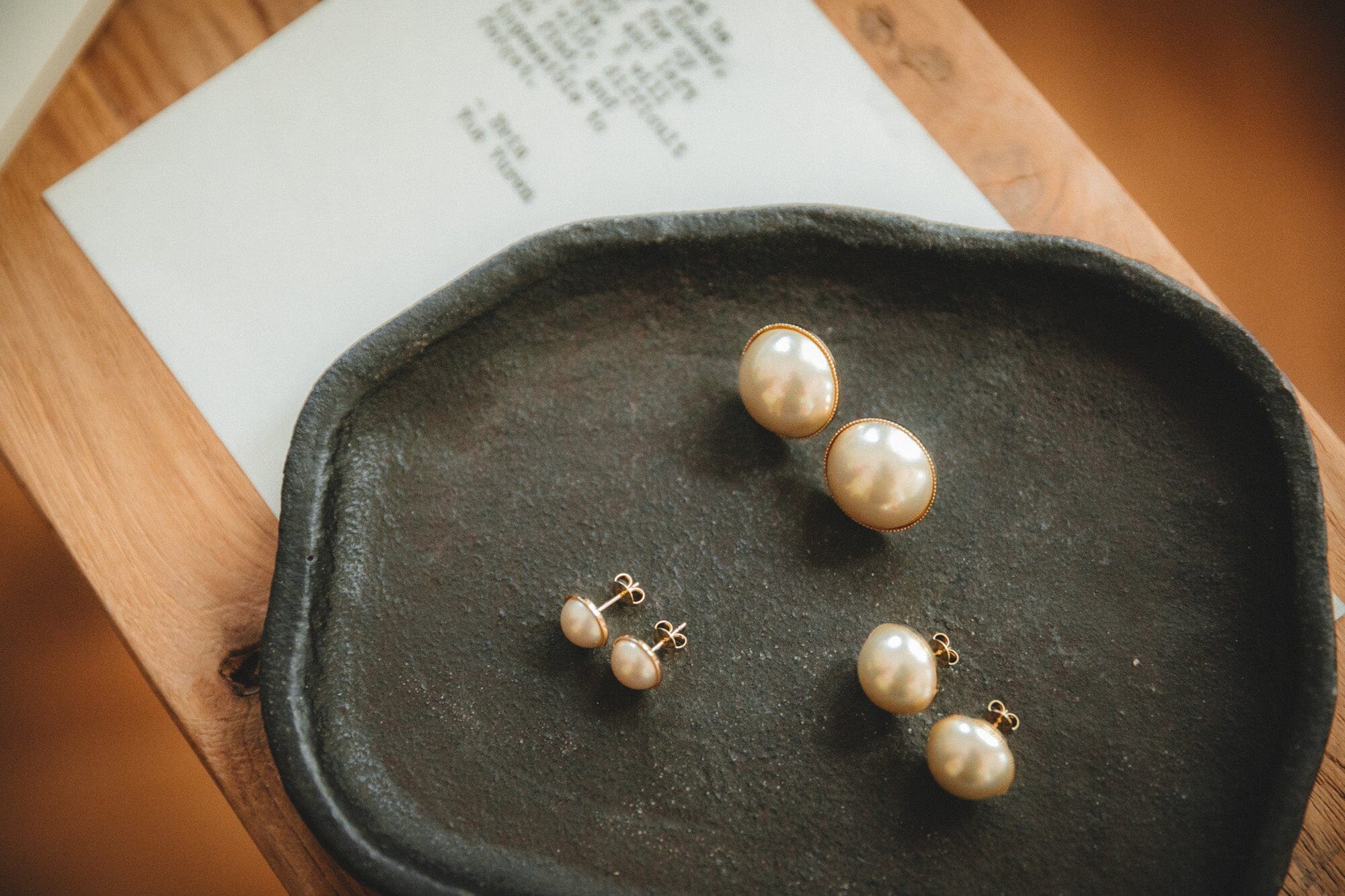 Maxi Boucles d'Oreilles Puces Nélya Or Perles Boucles d'Oreilles Monsieur Simone