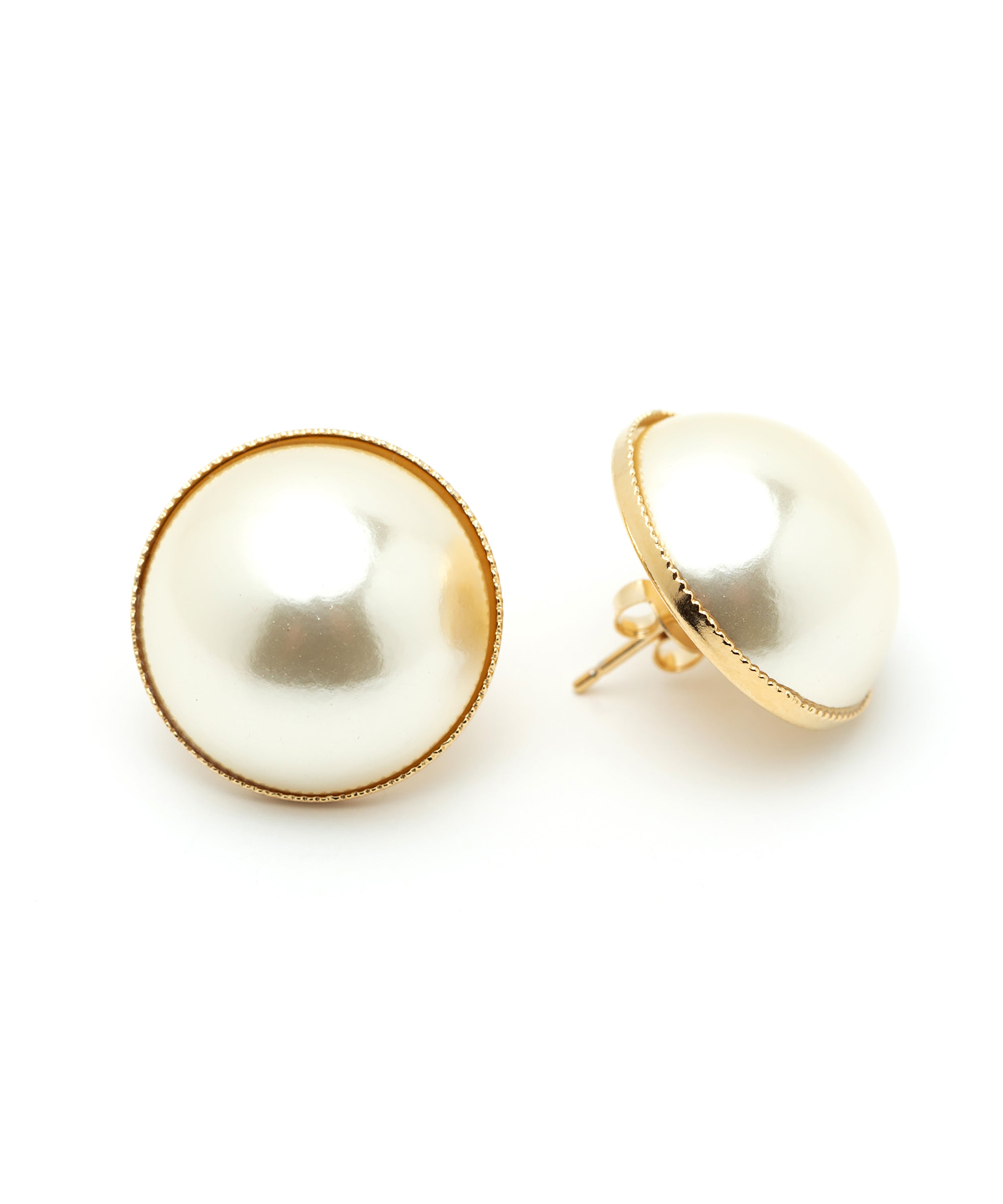 Maxi Boucles d'Oreilles Puces Nélya Or Perles Boucles d'Oreilles Monsieur Simone