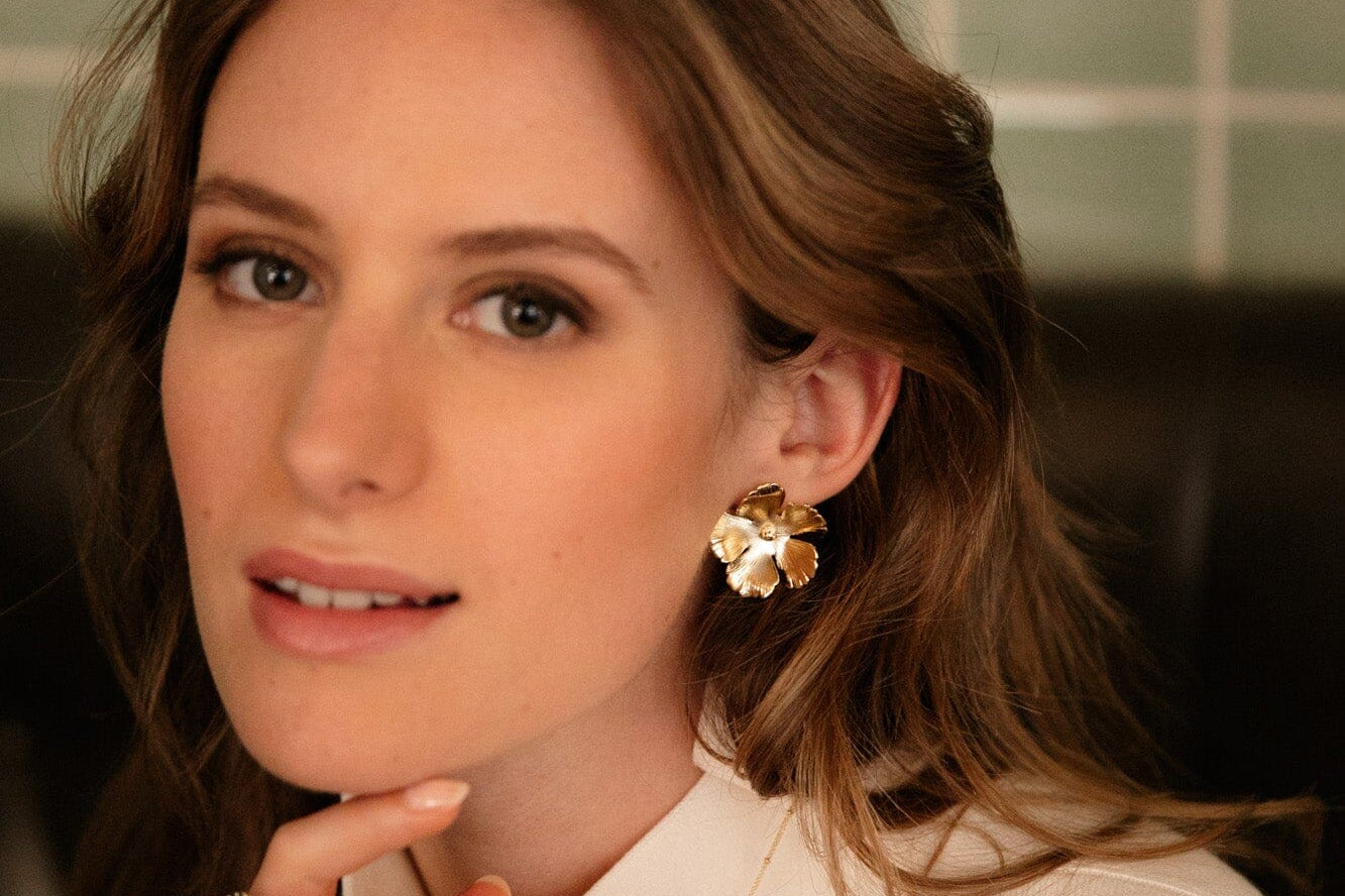 Maxi Boucles d'Oreilles Puces Orphée Argent Fleurs Boucles d'Oreilles Monsieur Simone