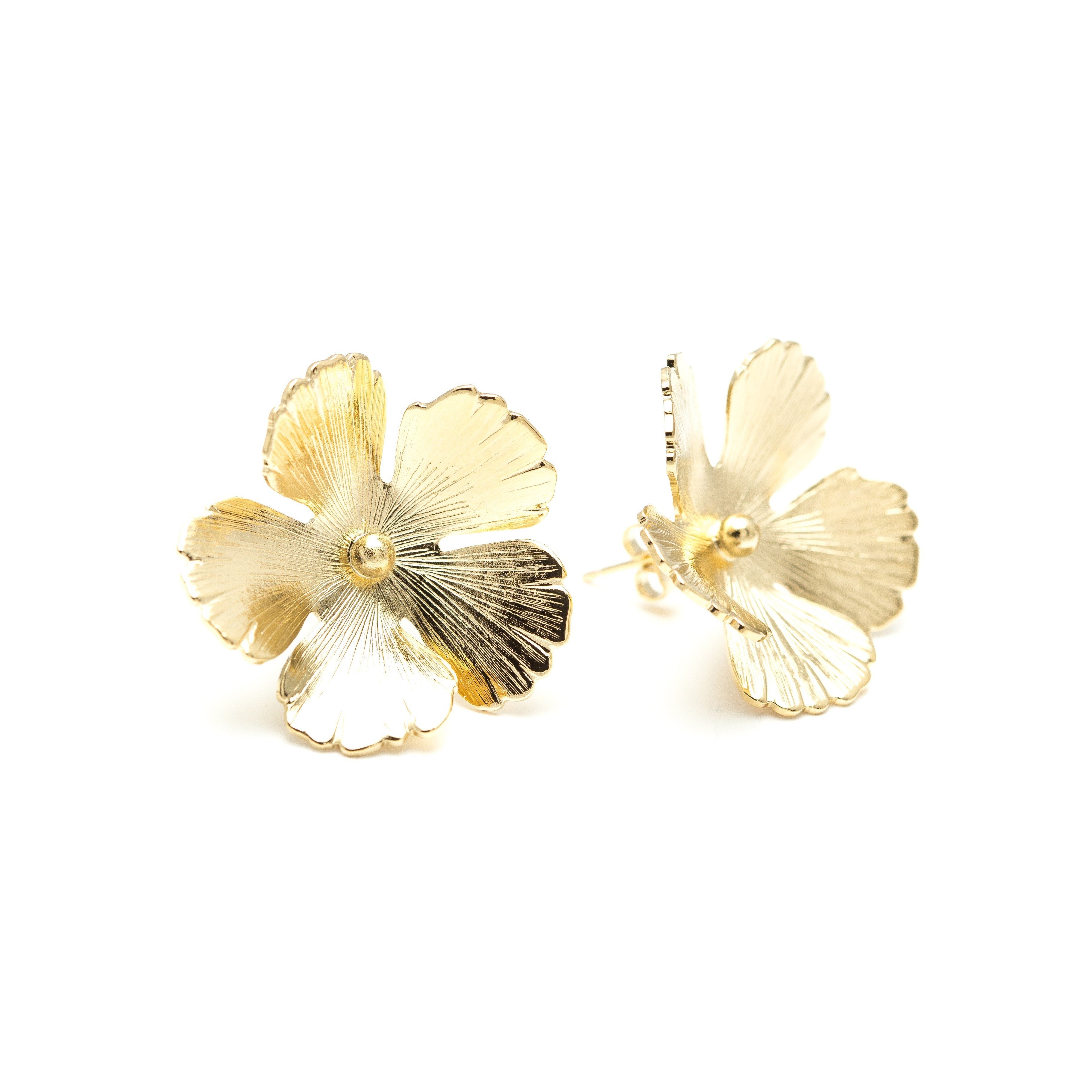 Maxi Boucles d'Oreilles Puces Orphée Or Fleurs Boucles d'Oreilles Monsieur Simone