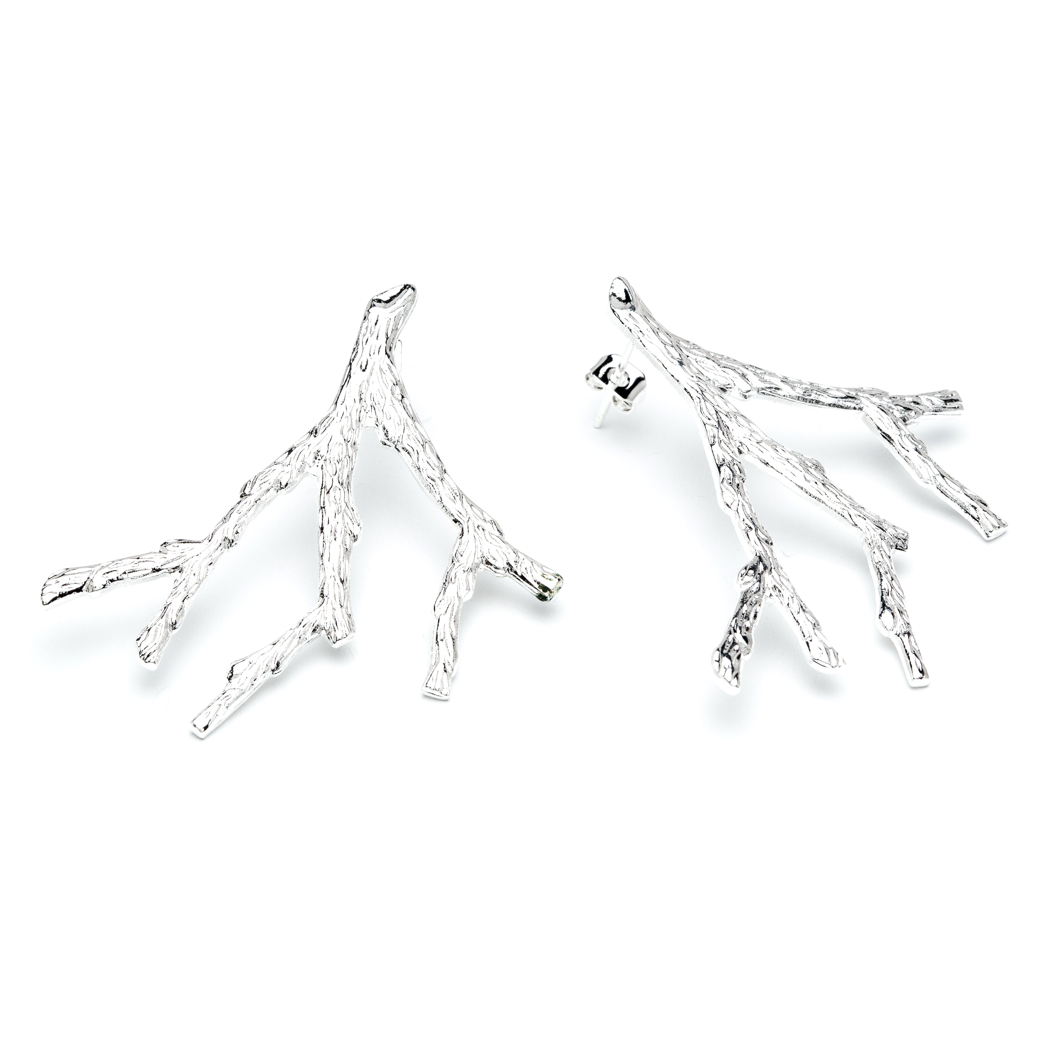 Maxi Boucles d'Oreilles Puces Pallas Argent Corail Boucles d'Oreilles Monsieur Simone