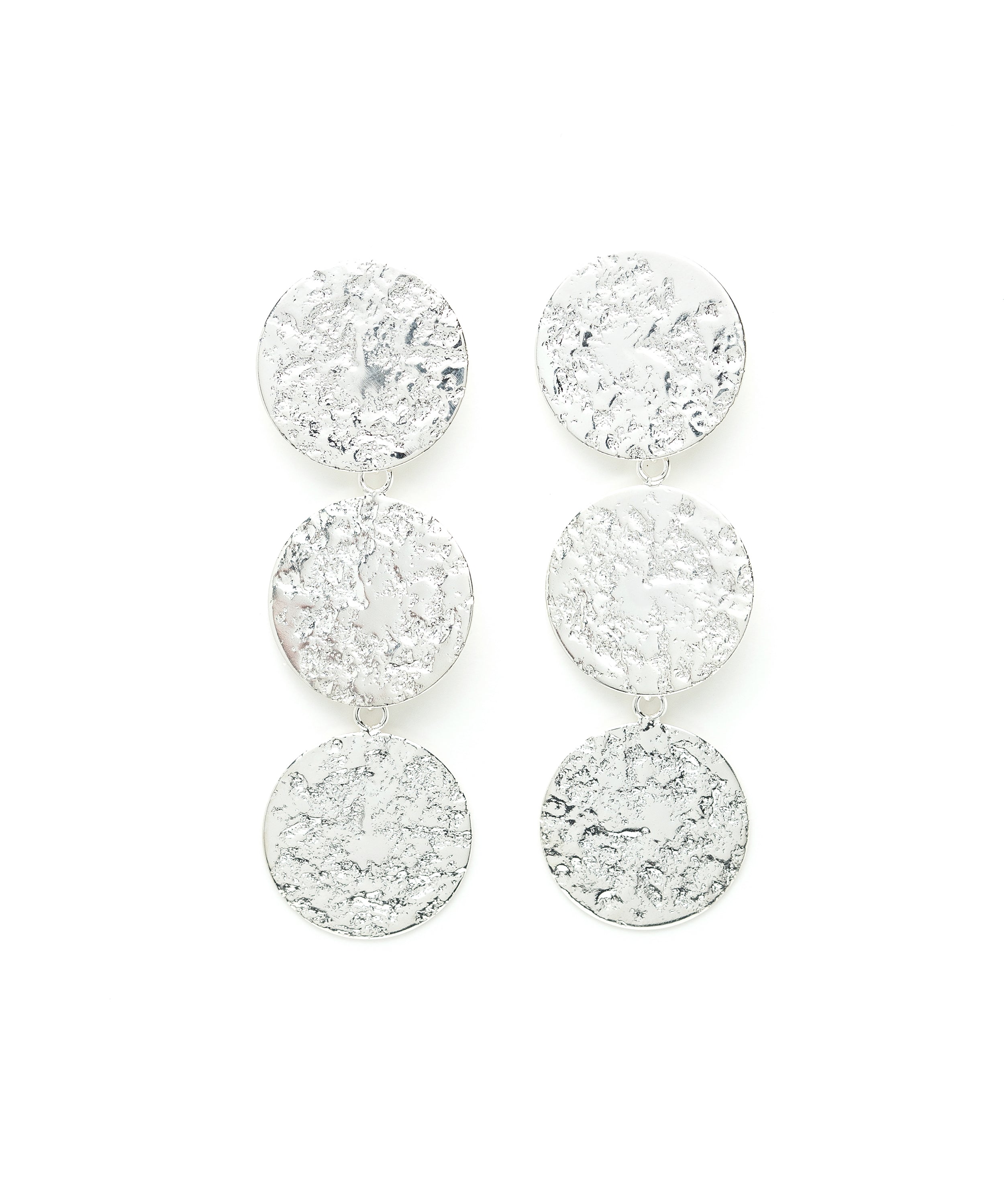 Maxi Boucles d'Oreilles Puces Pendantes Hestia Argent Ronds Martelés Boucles d'Oreilles Monsieur Simone