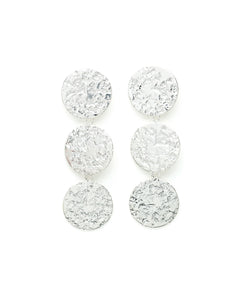 Maxi Boucles d'Oreilles Puces Pendantes Hestia Argent Ronds Martelés Boucles d'Oreilles Monsieur Simone