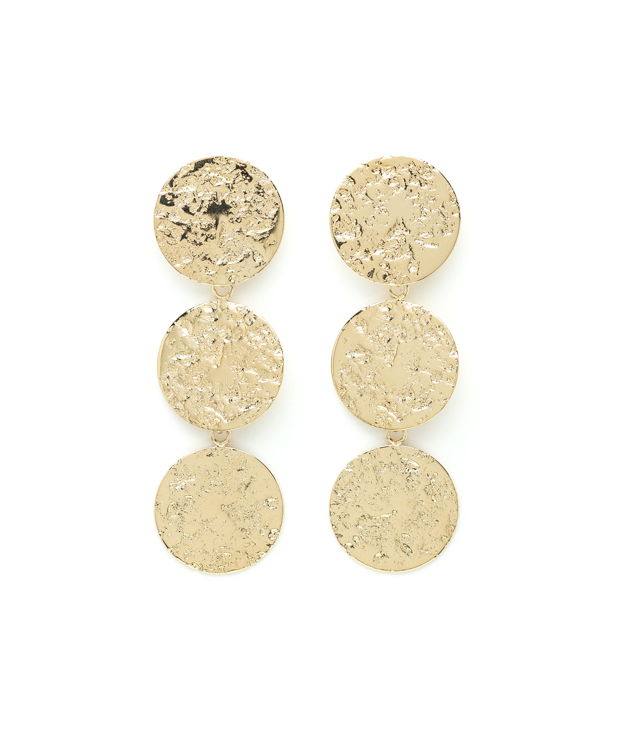 Maxi Boucles d'Oreilles Puces Pendantes Hestia Or Ronds Martelés Boucles d'Oreilles Monsieur Simone