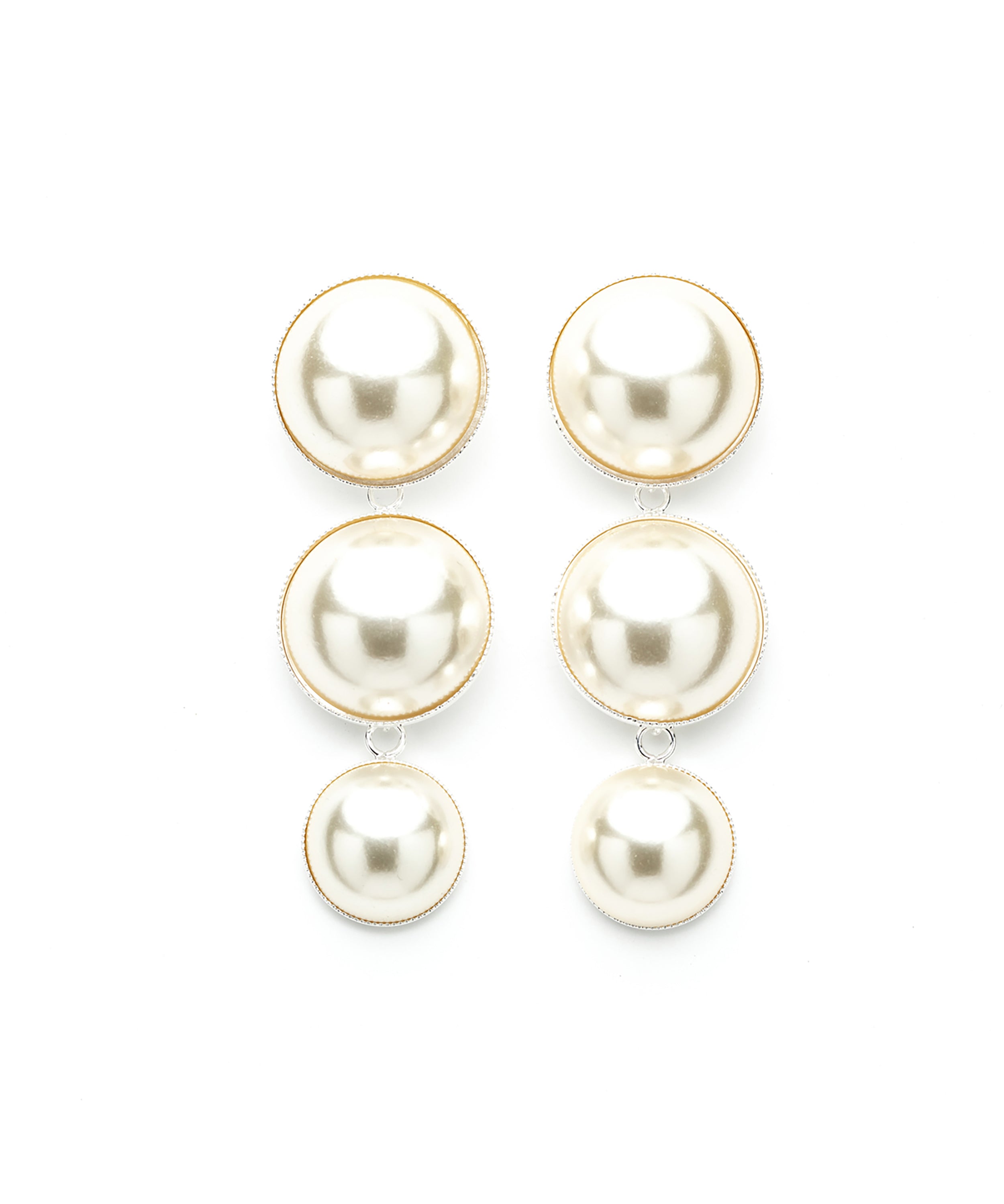 Maxi Boucles d'Oreilles Puces Pendantes Nélya Argent Perles Boucles d'Oreilles Monsieur Simone