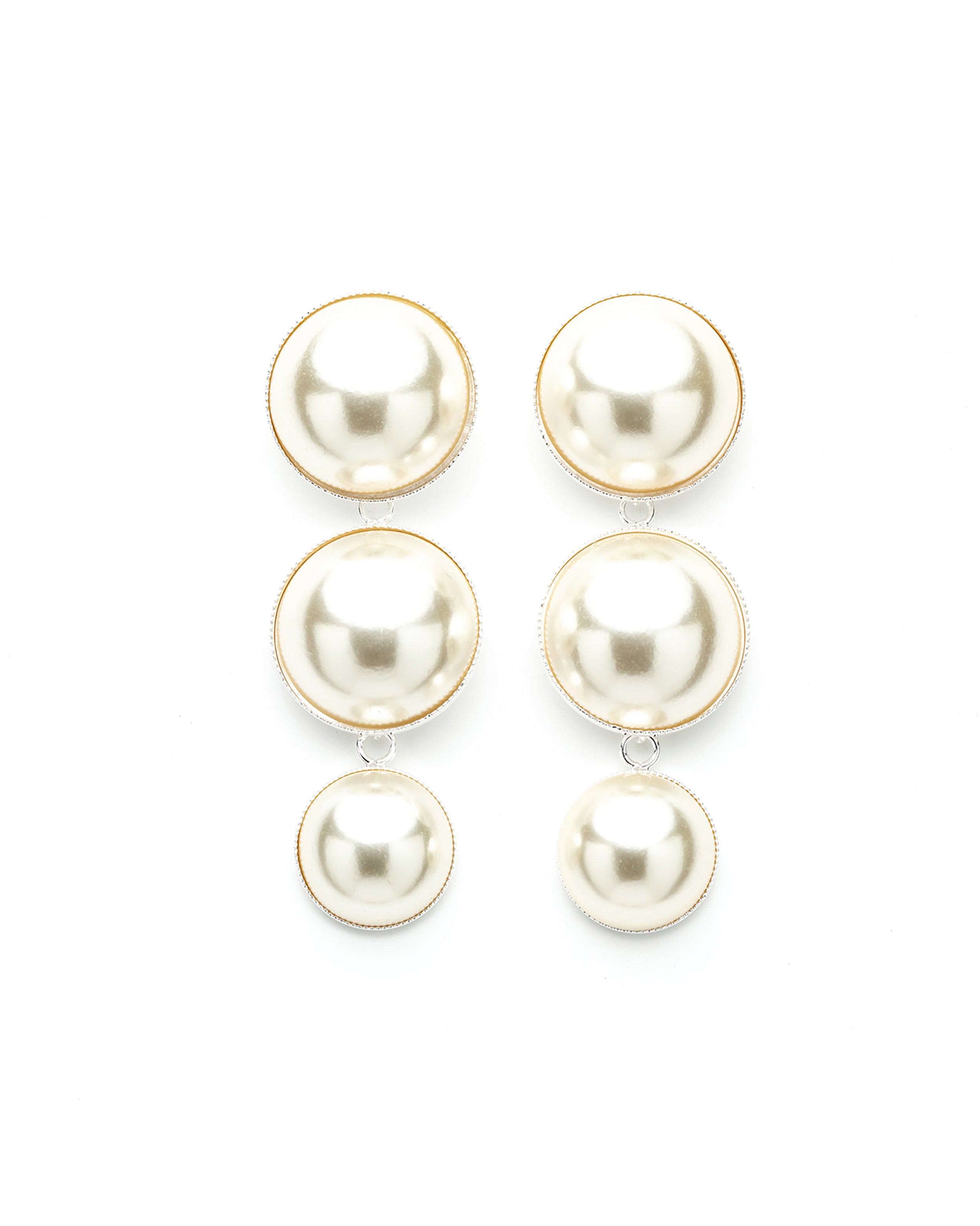 Maxi Boucles d'Oreilles Puces Pendantes Nélya Argent Perles Boucles d'Oreilles Monsieur Simone