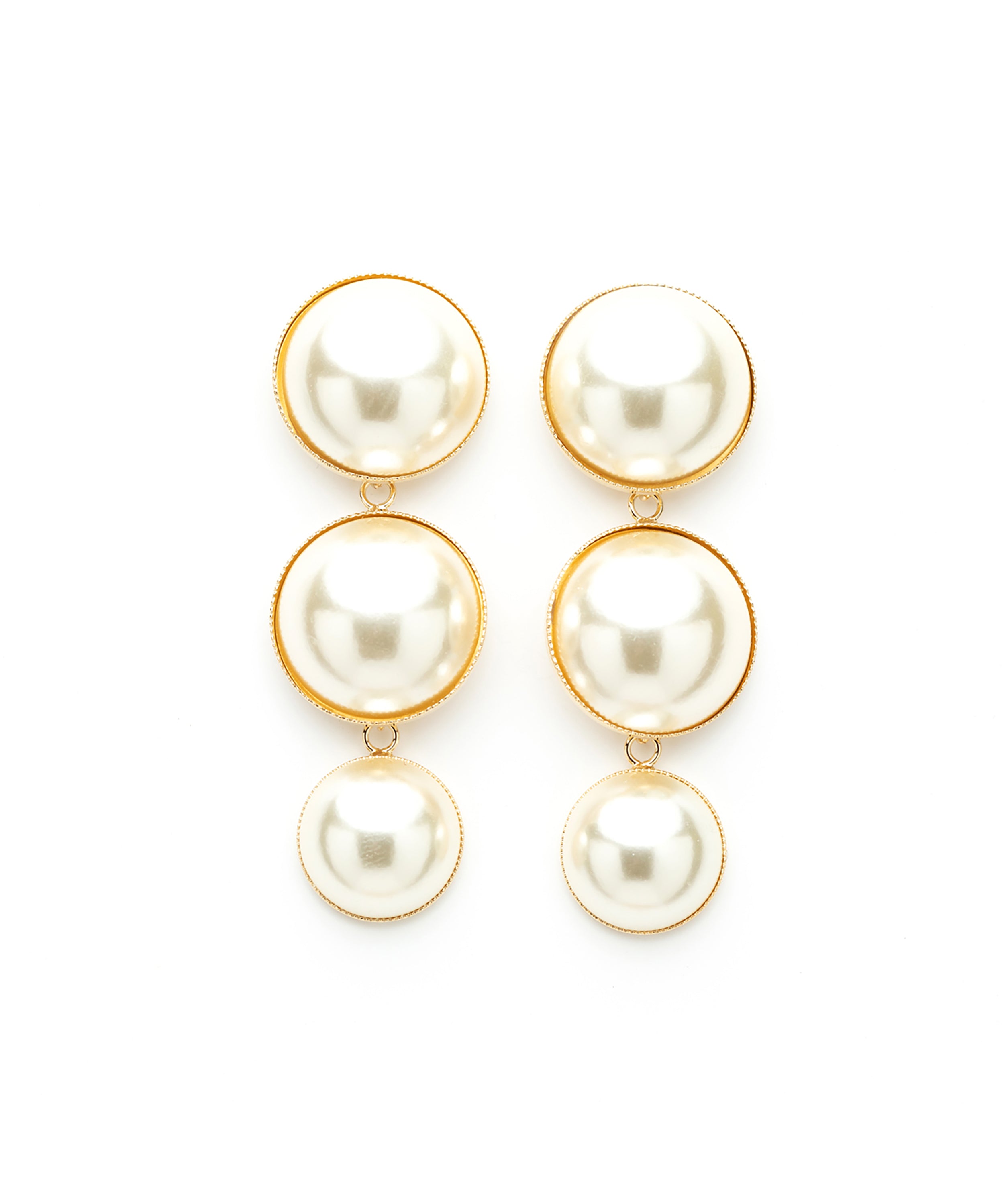 Maxi Boucles d'Oreilles Puces Pendantes Nélya Or Perles Boucles d'Oreilles Monsieur Simone