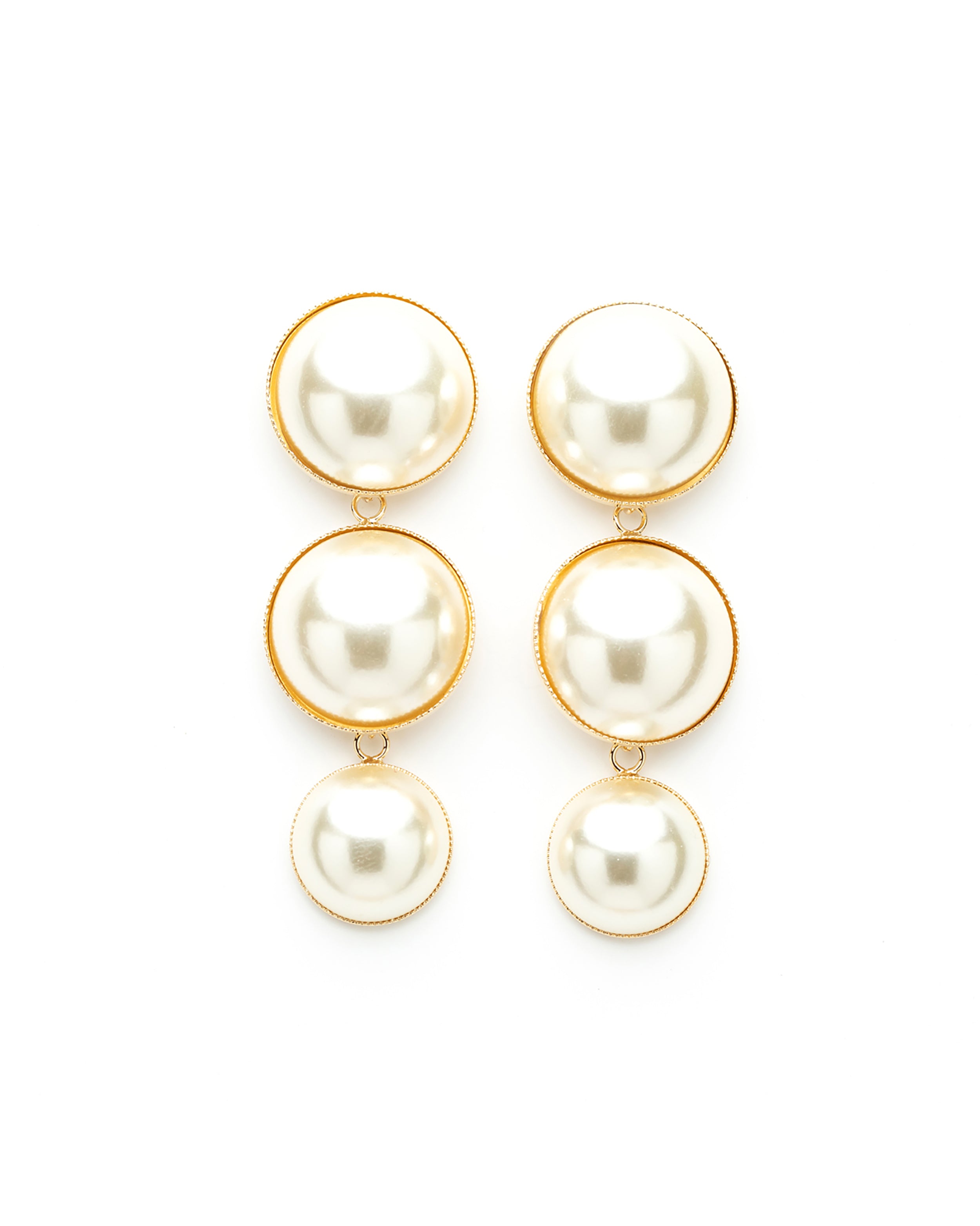 Maxi Boucles d'Oreilles Puces Pendantes Nélya Or Perles Boucles d'Oreilles Monsieur Simone