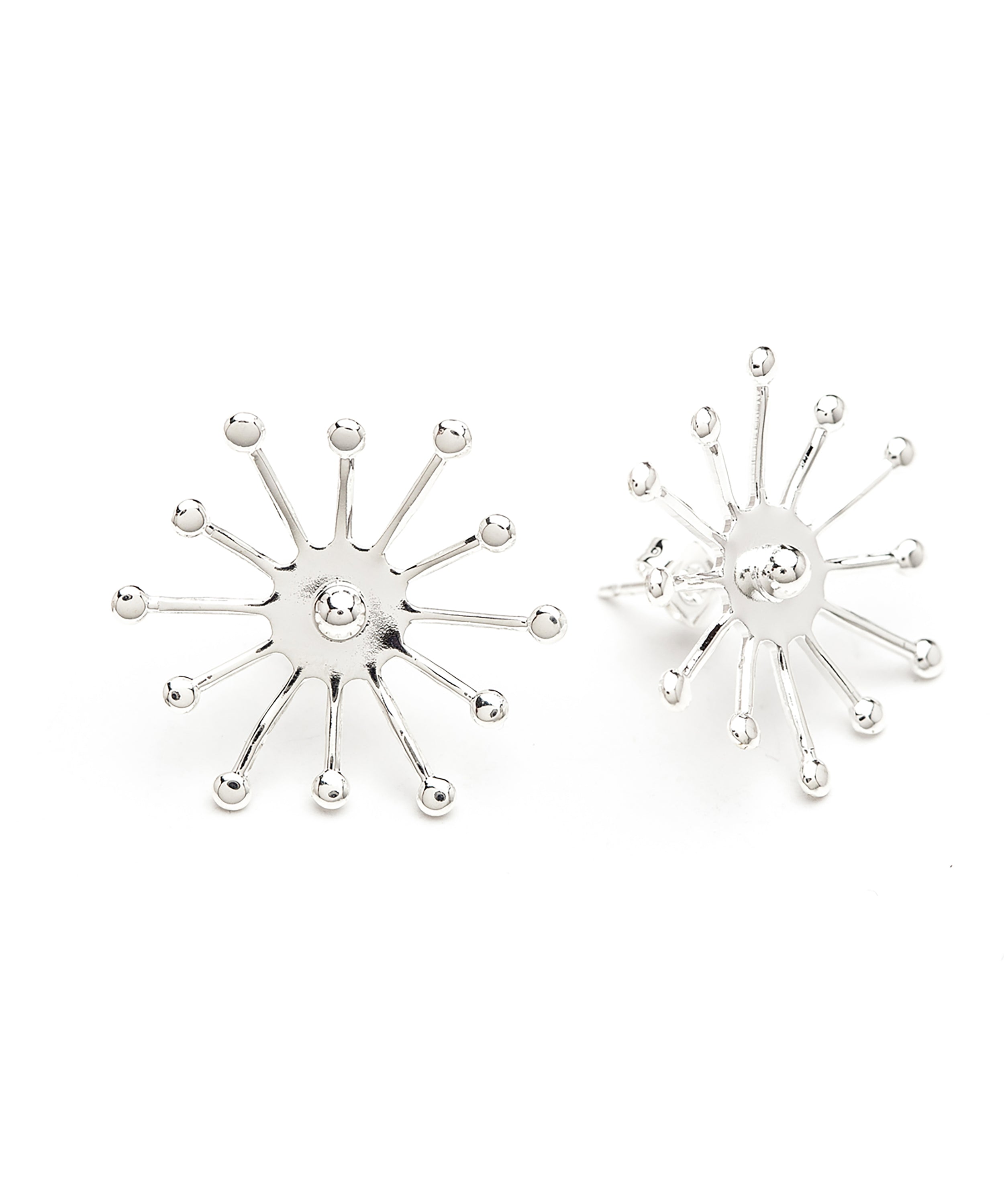 Maxi Boucles d'Oreilles Puces Rhéa Argent Flocons Boucles d'Oreilles Monsieur Simone