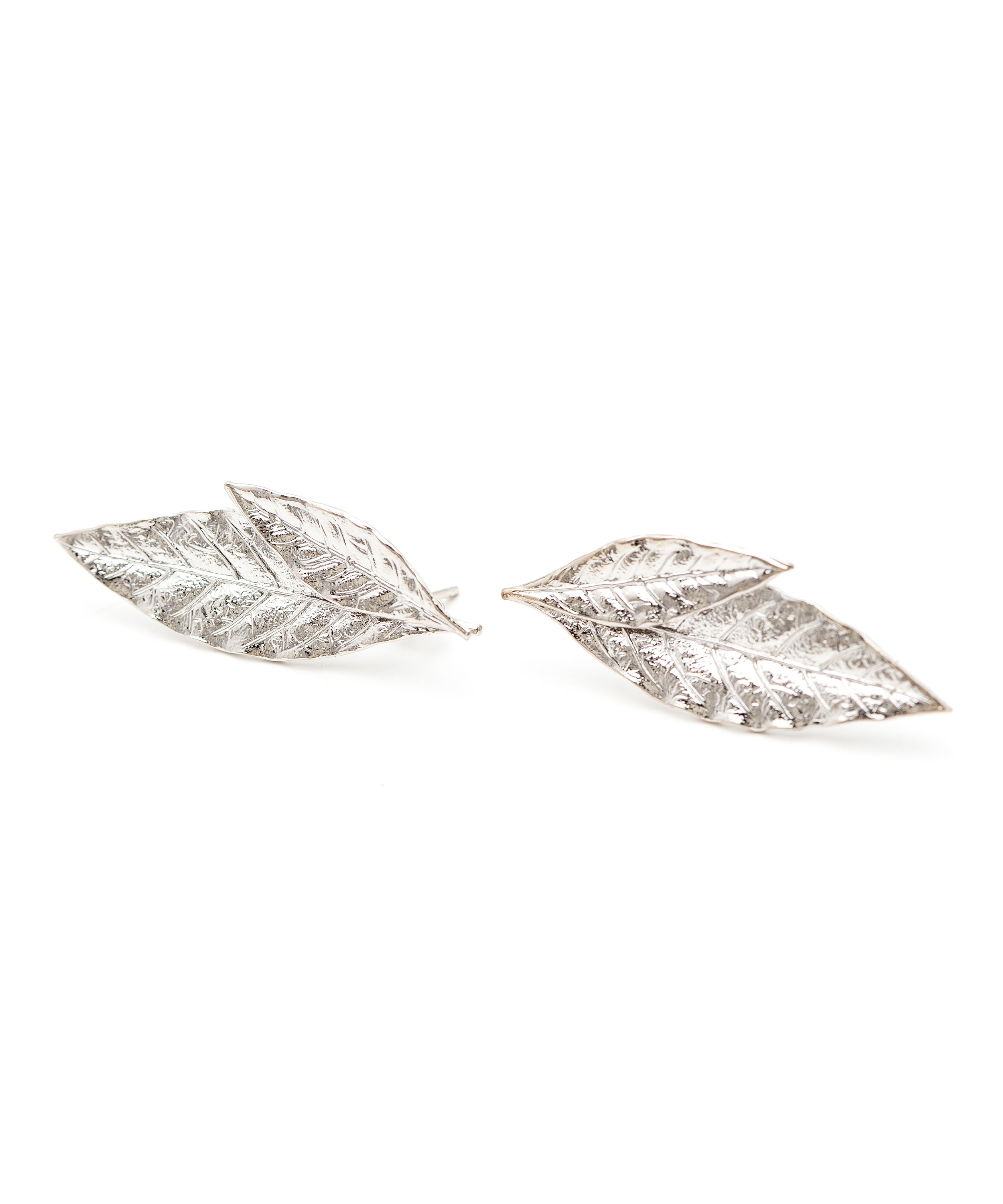Maxi Boucles d'Oreilles Puces Thalie Argent Feuilles Boucles d'Oreilles Monsieur Simone