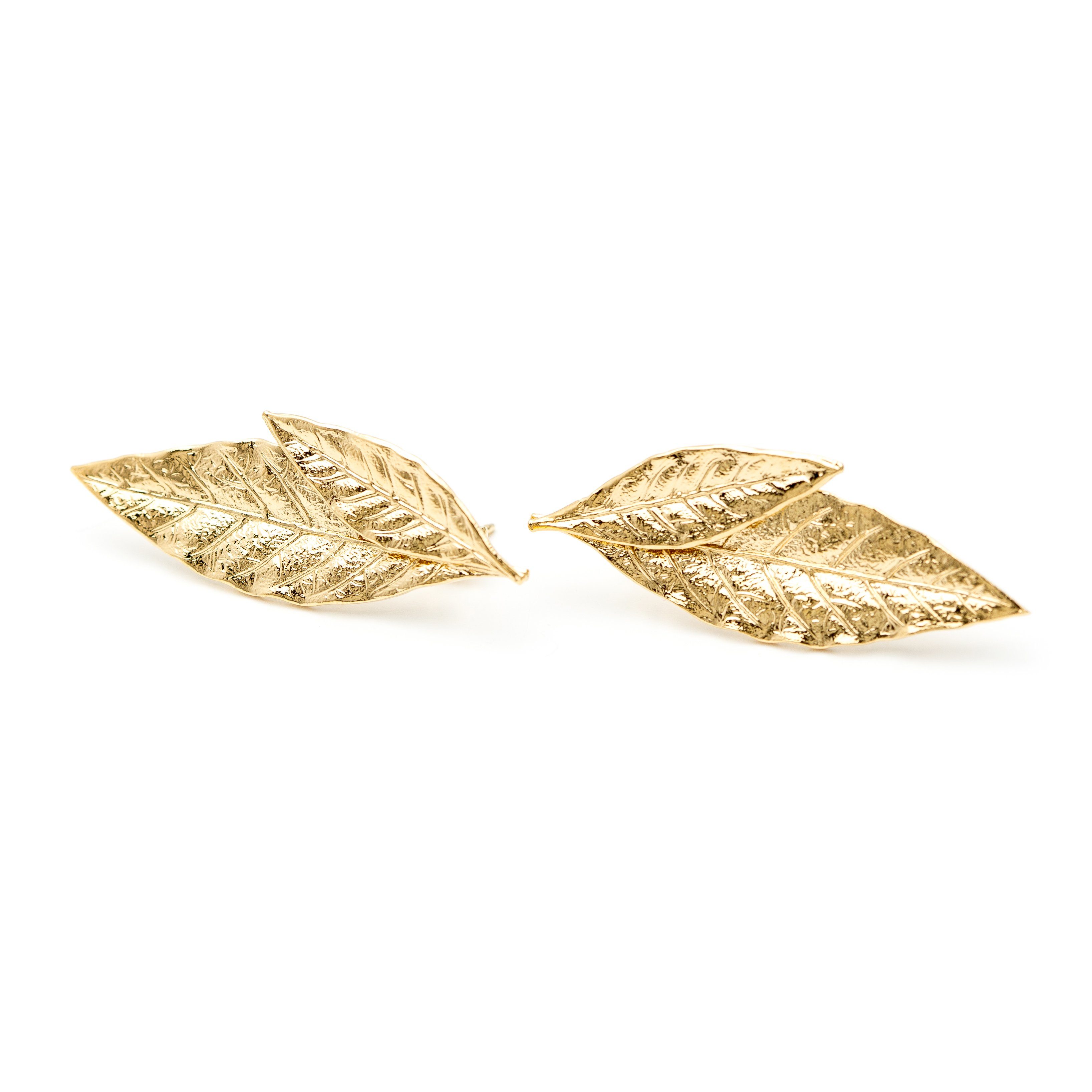 Maxi Boucles d'Oreilles Puces Thalie Or Feuilles Boucles d'Oreilles Monsieur Simone