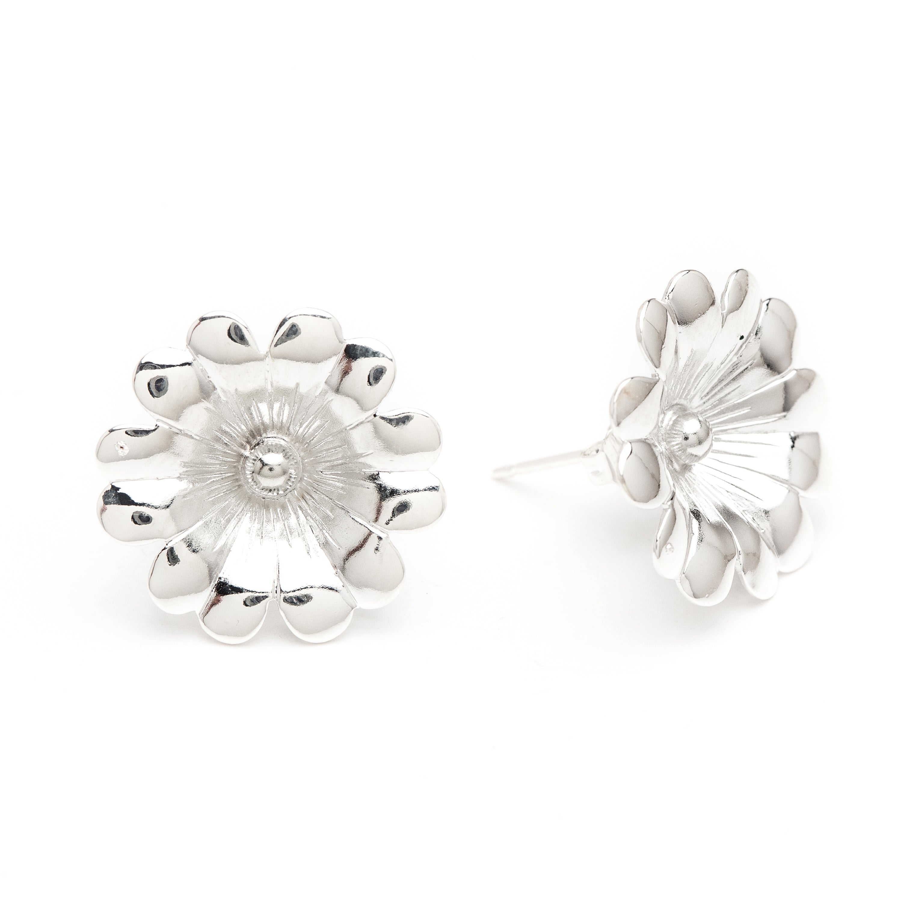 Maxi Boucles d'Oreilles Puces Théia Argent Fleurs Boucles d'Oreilles Monsieur Simone