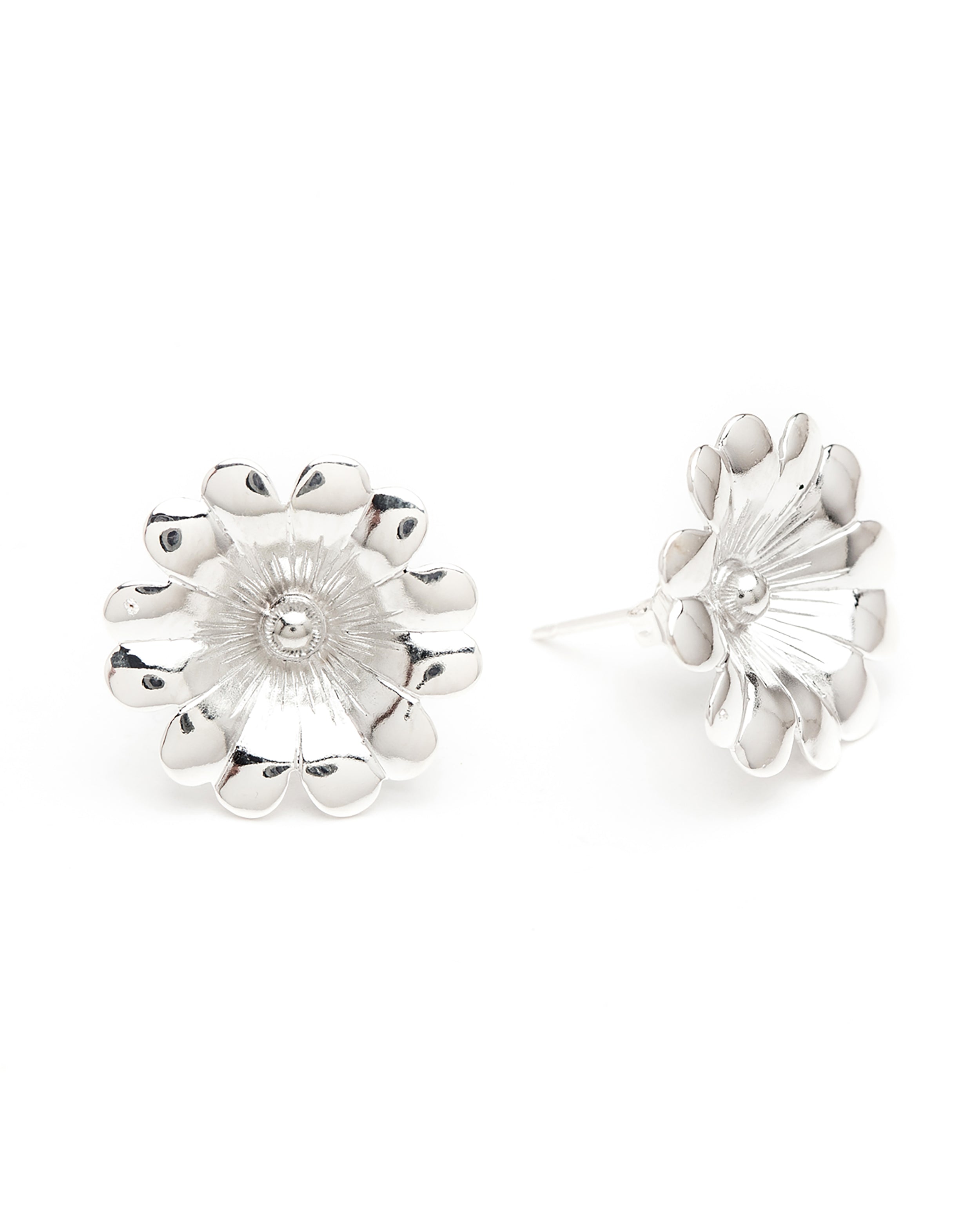 Maxi Boucles d'Oreilles Puces Théia Argent Fleurs Boucles d'Oreilles Monsieur Simone