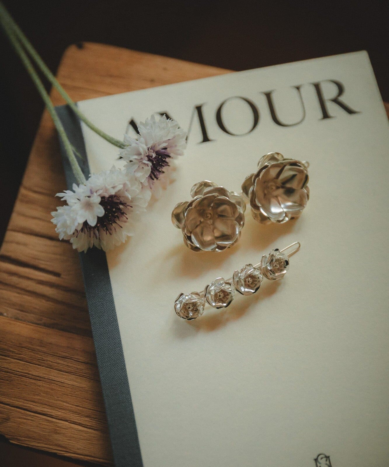 Mini Barrette Aglaé Argent Fleurs Accessoires Monsieur Simone