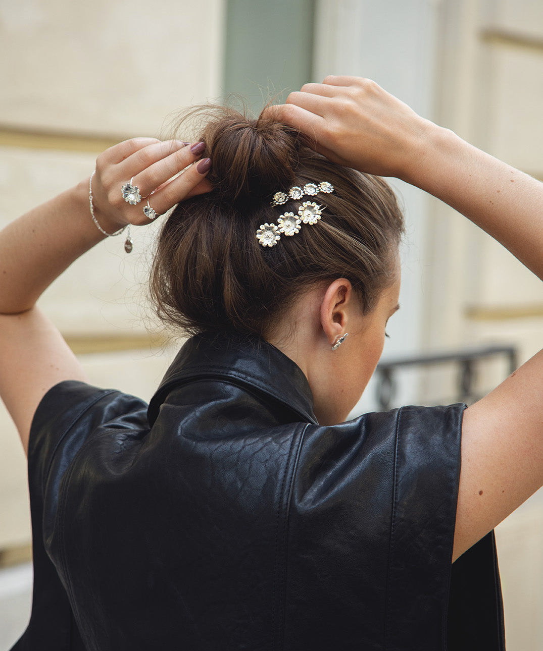 Mini Barrette Théia Argent Fleurs Accessoires Monsieur Simone