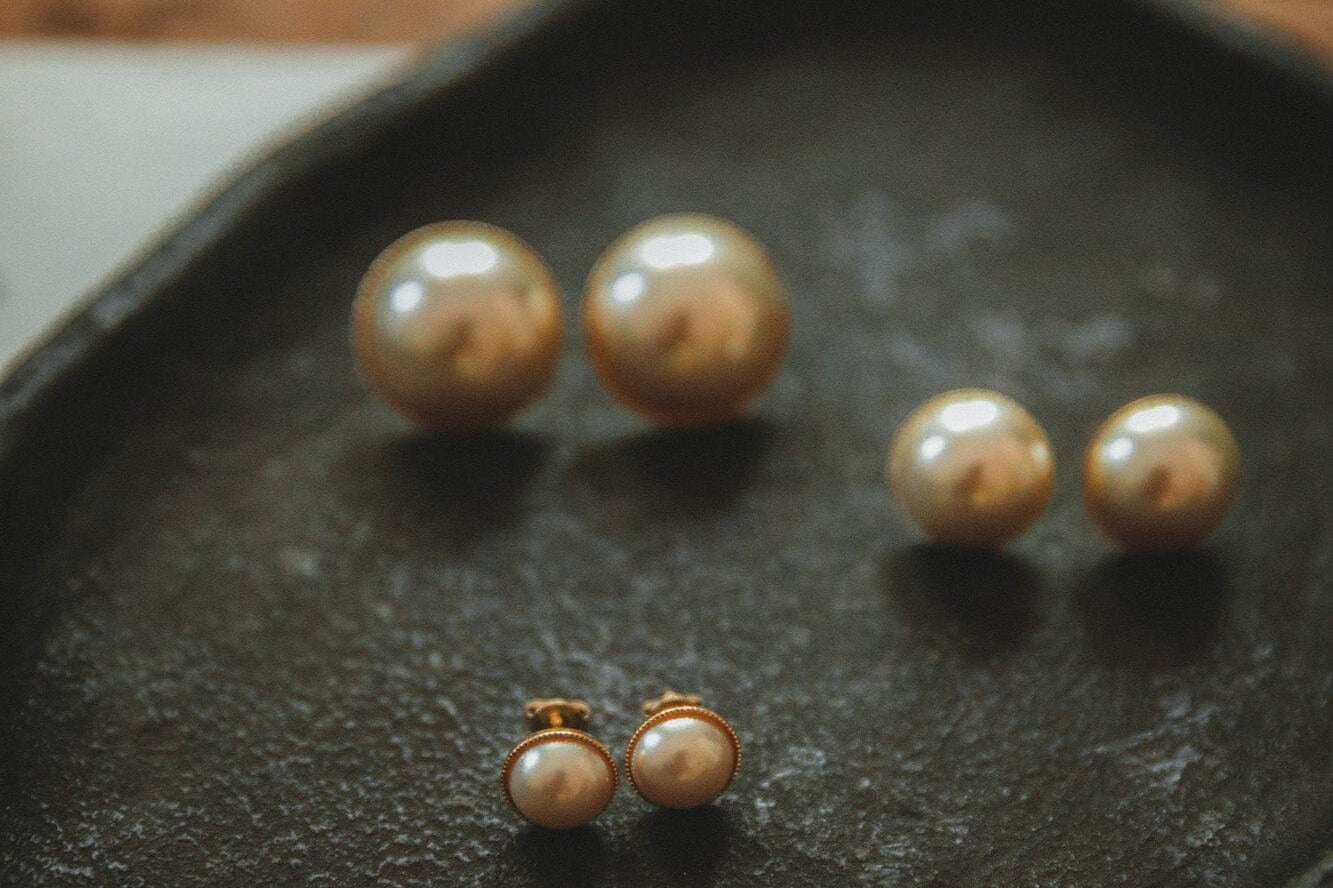 Mini Boucles d'Oreilles Puces Nélya Or Perles Boucles d'Oreilles Monsieur Simone