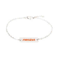 Bracelet Gravé Monsieur Argent Rouge Bracelets Monsieur Simone