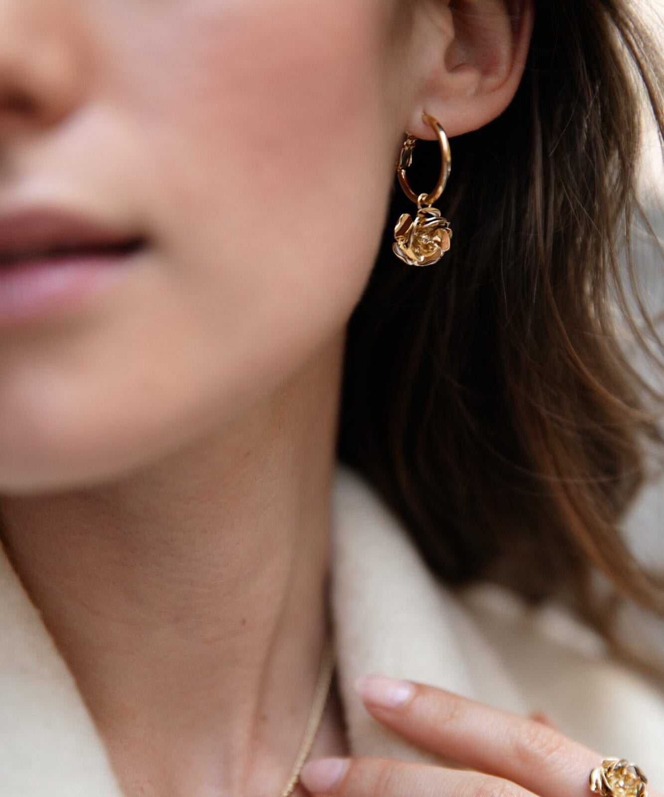 Mini Créoles Aglaé Argent Fleurs Boucles d'Oreilles Monsieur Simone